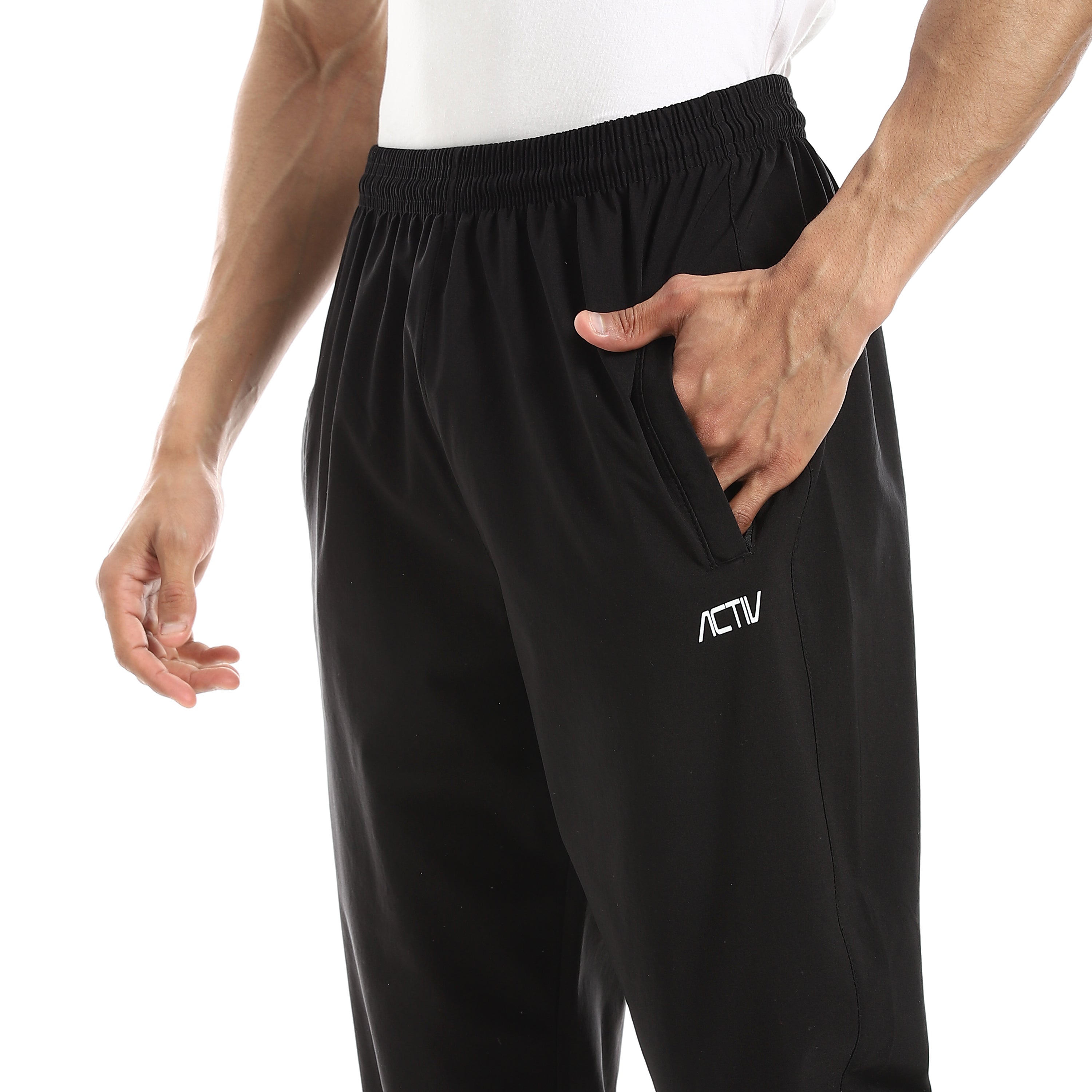 ACTIV SPORTS ELASTIC LEG PANTS - BLACK