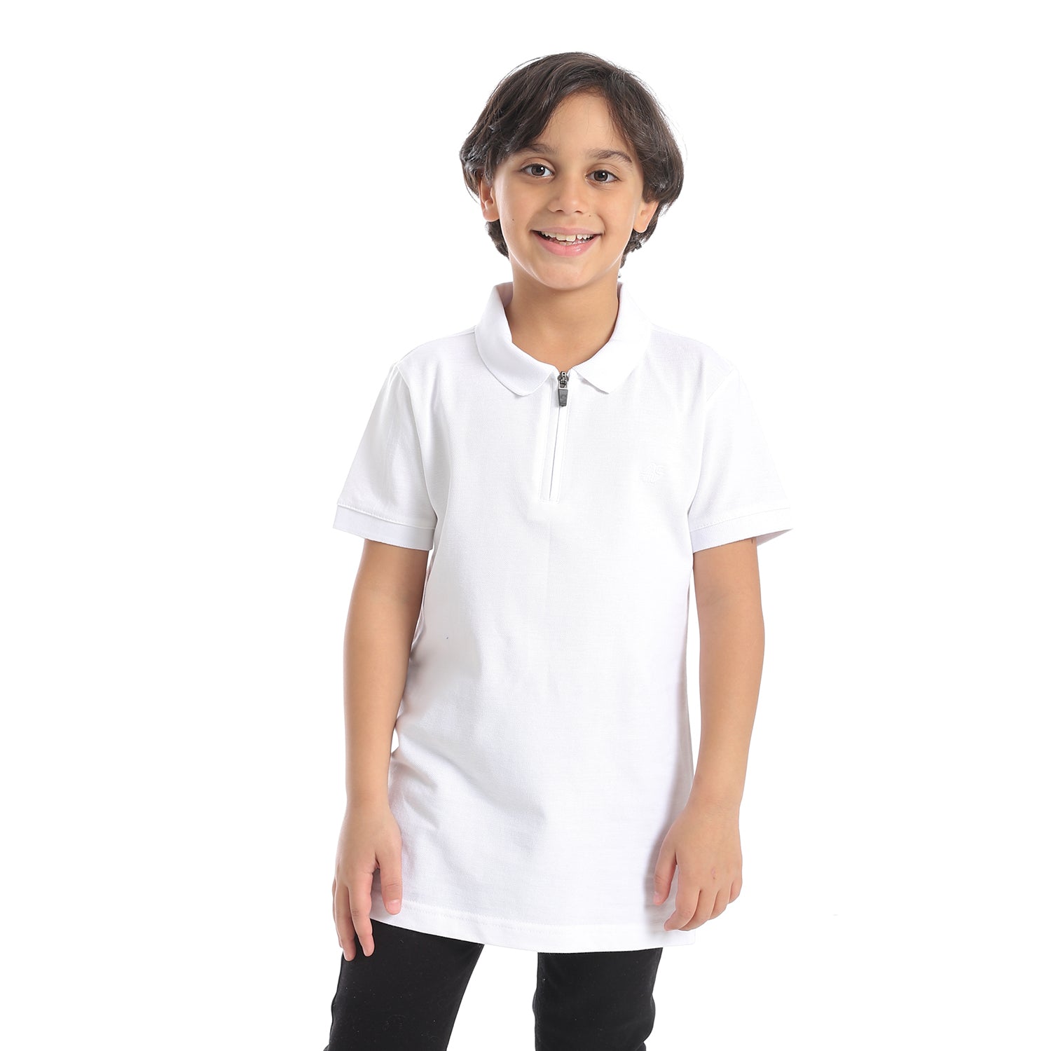ACTIV KIDS ZIPPER POLO SHIRT - WHITE