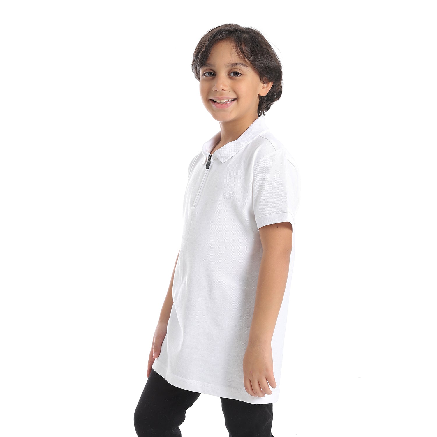 ACTIV KIDS ZIPPER POLO SHIRT - WHITE