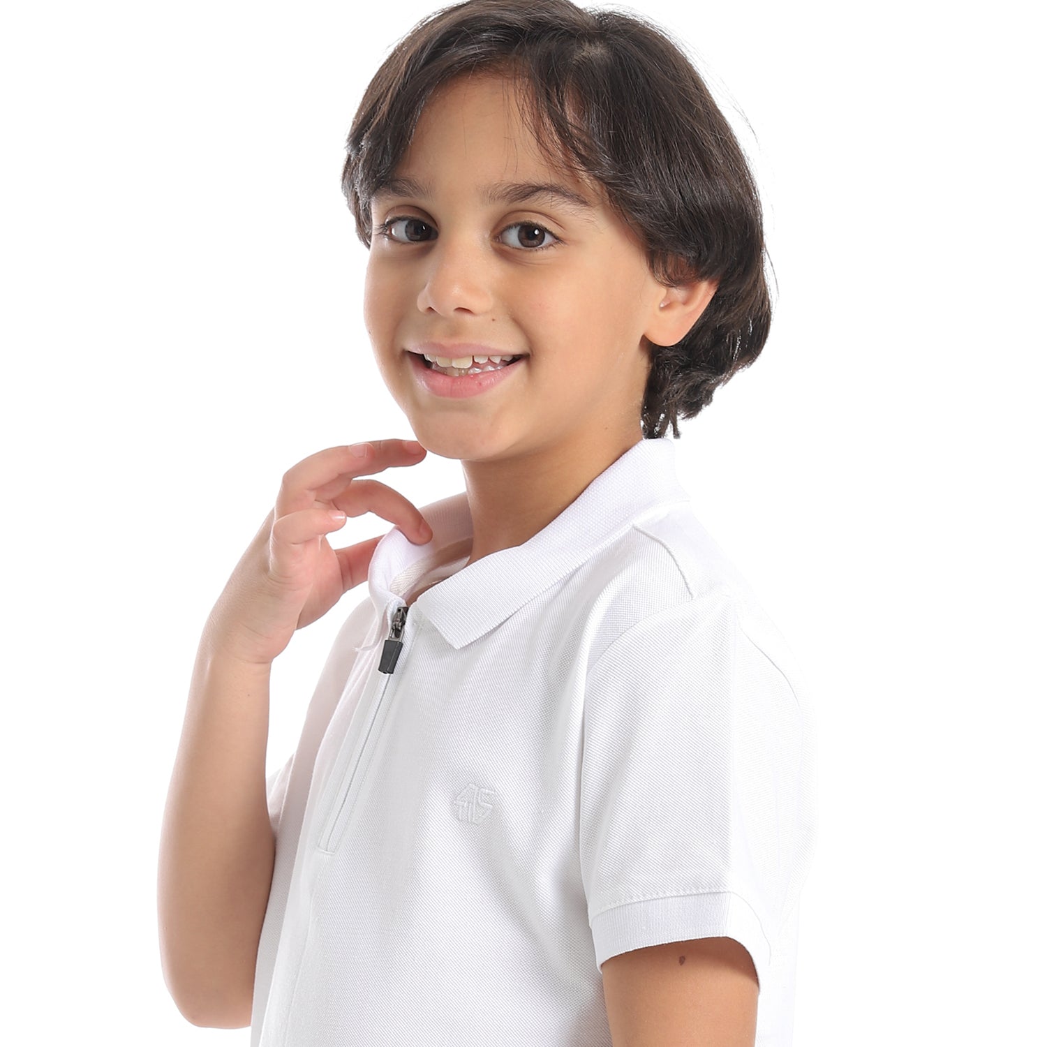 ACTIV KIDS ZIPPER POLO SHIRT - WHITE