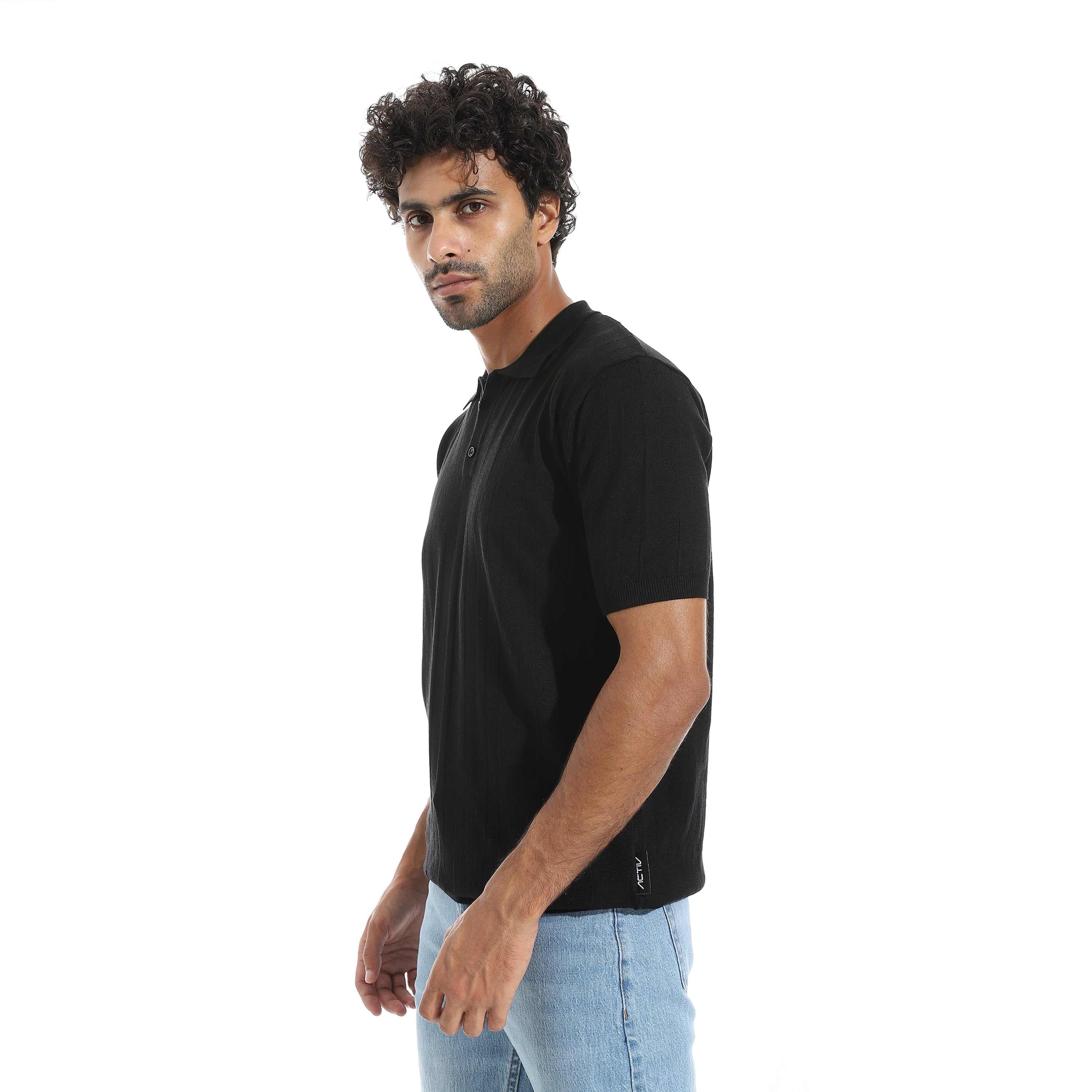 بولو شيرت اكتف رجالي "60% viscose
30%polyester
10%pbt" - اسود