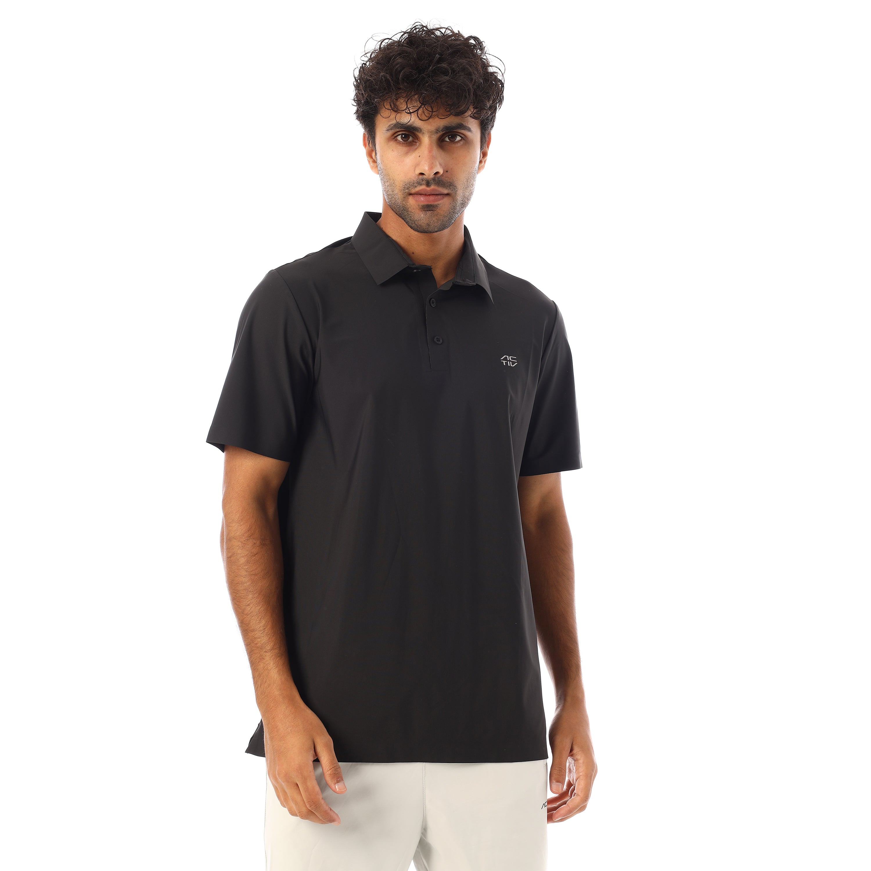 ACTIV MEN SEAMLESS POLO SHIRT - BLACK