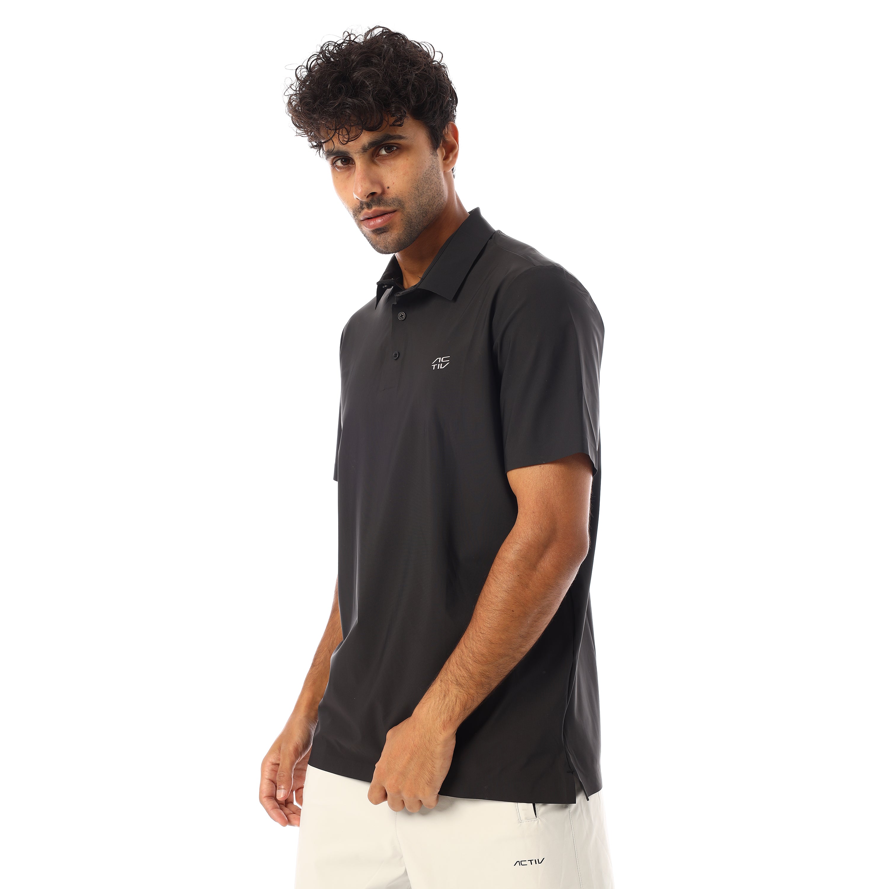 ACTIV MEN SEAMLESS POLO SHIRT - BLACK