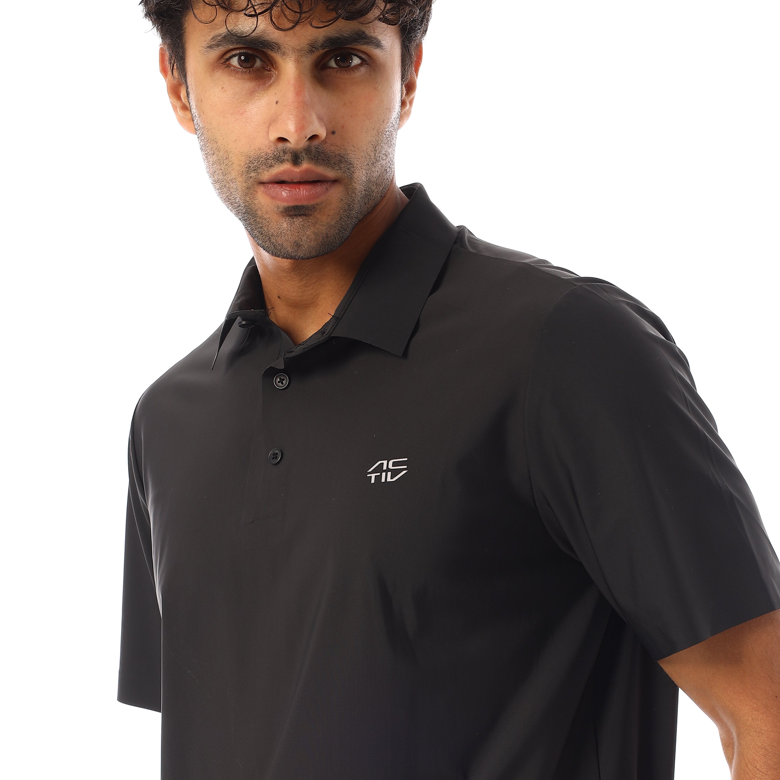 ACTIV MEN SEAMLESS POLO SHIRT - BLACK