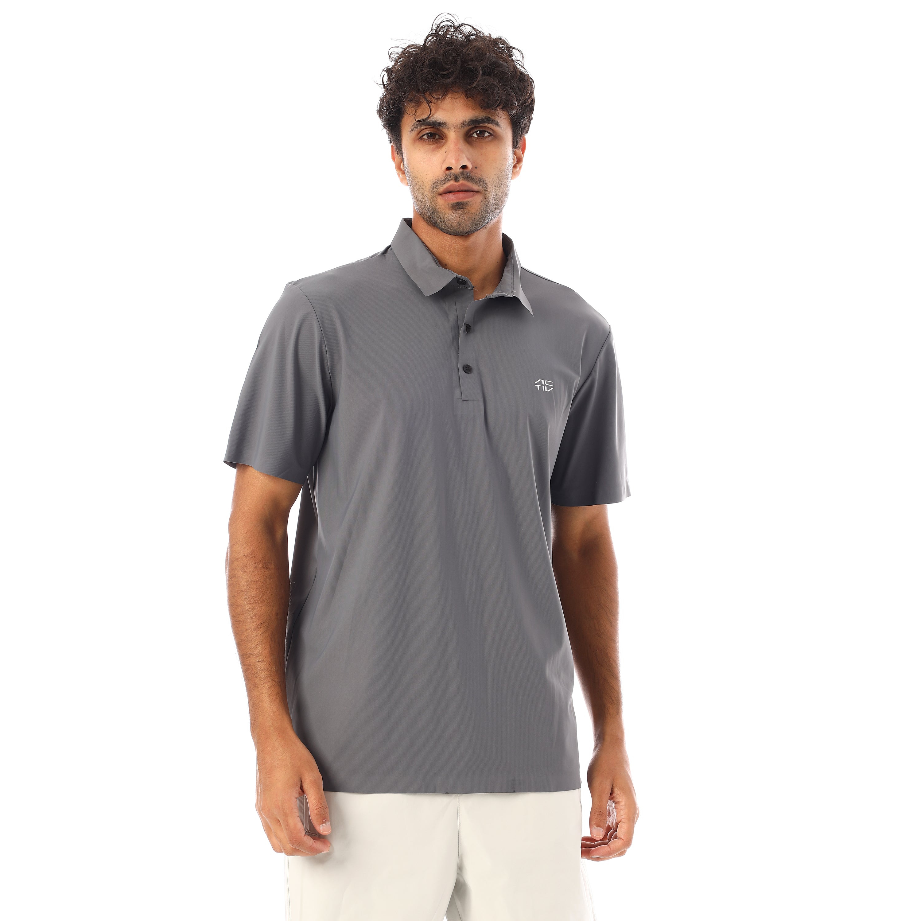 ACTIV MEN SEAMLESS POLO SHIRT - D.GREY