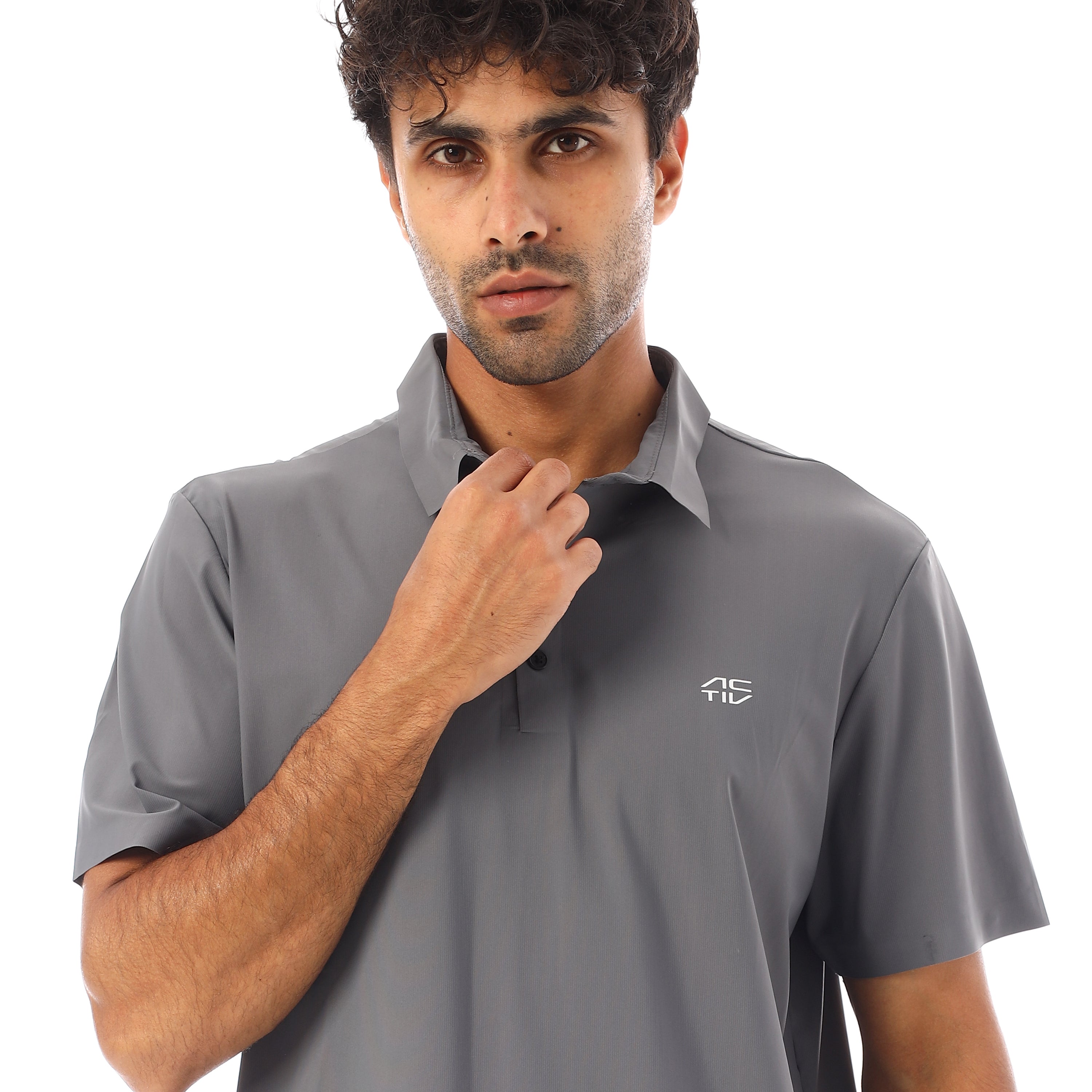 ACTIV MEN SEAMLESS POLO SHIRT - D.GREY