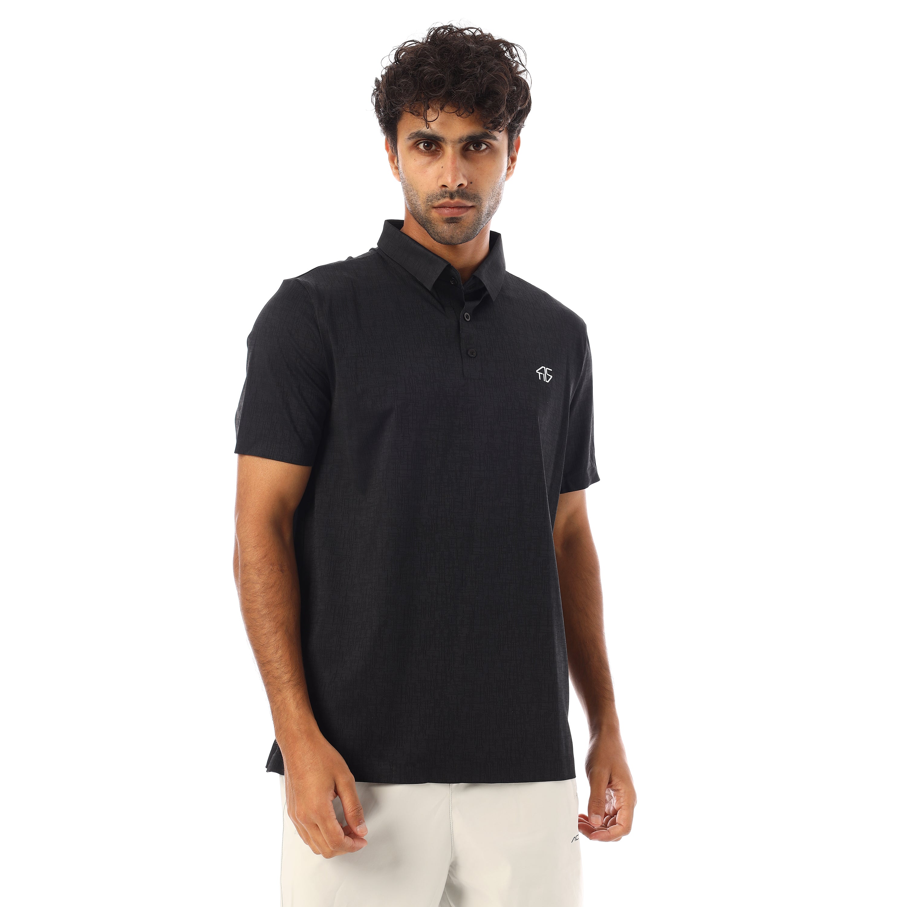 ACTIV MENS SEAMLESS POLO SHIRT - BLACK
