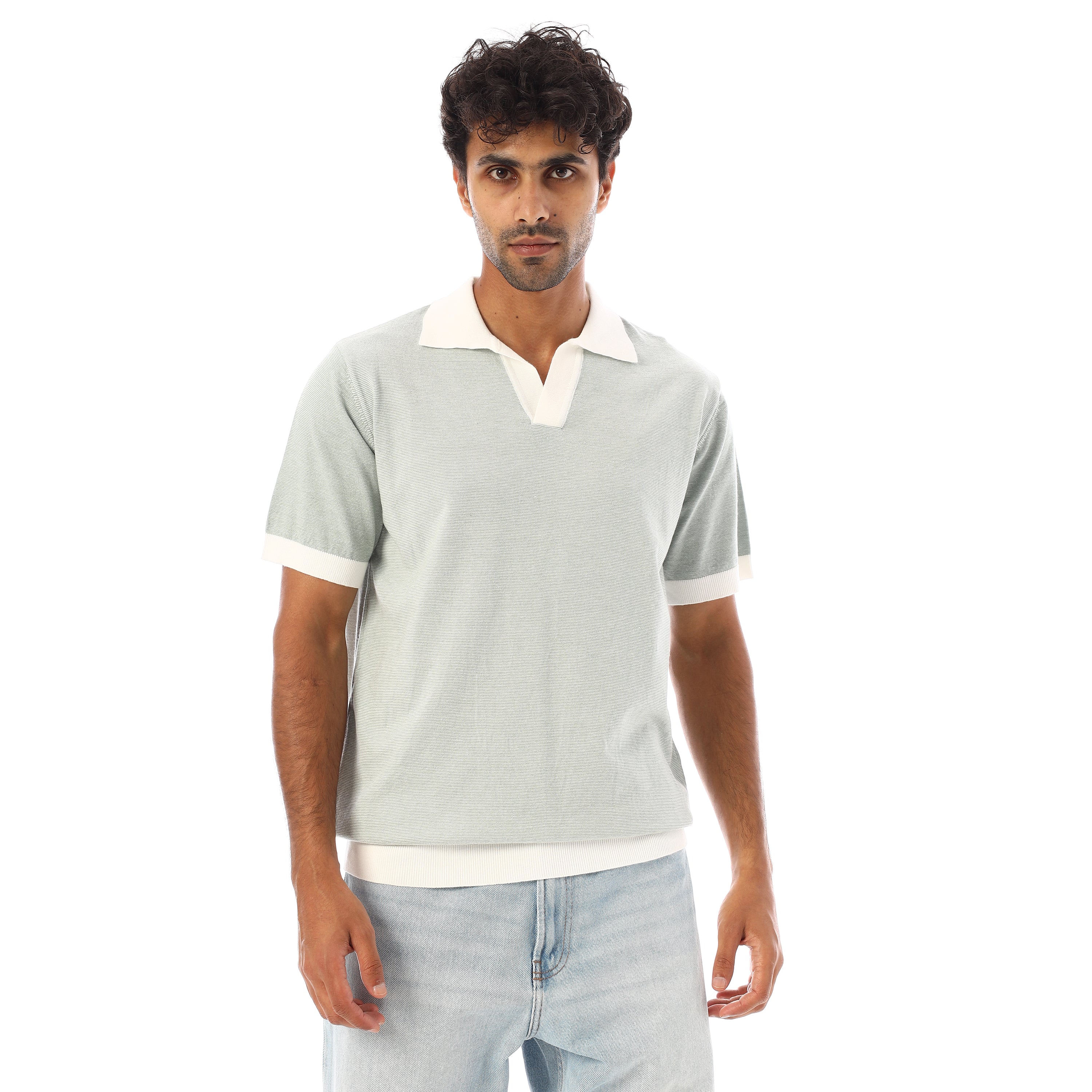 FINE-KNIT COTTON POLO-SHIRT - MINT