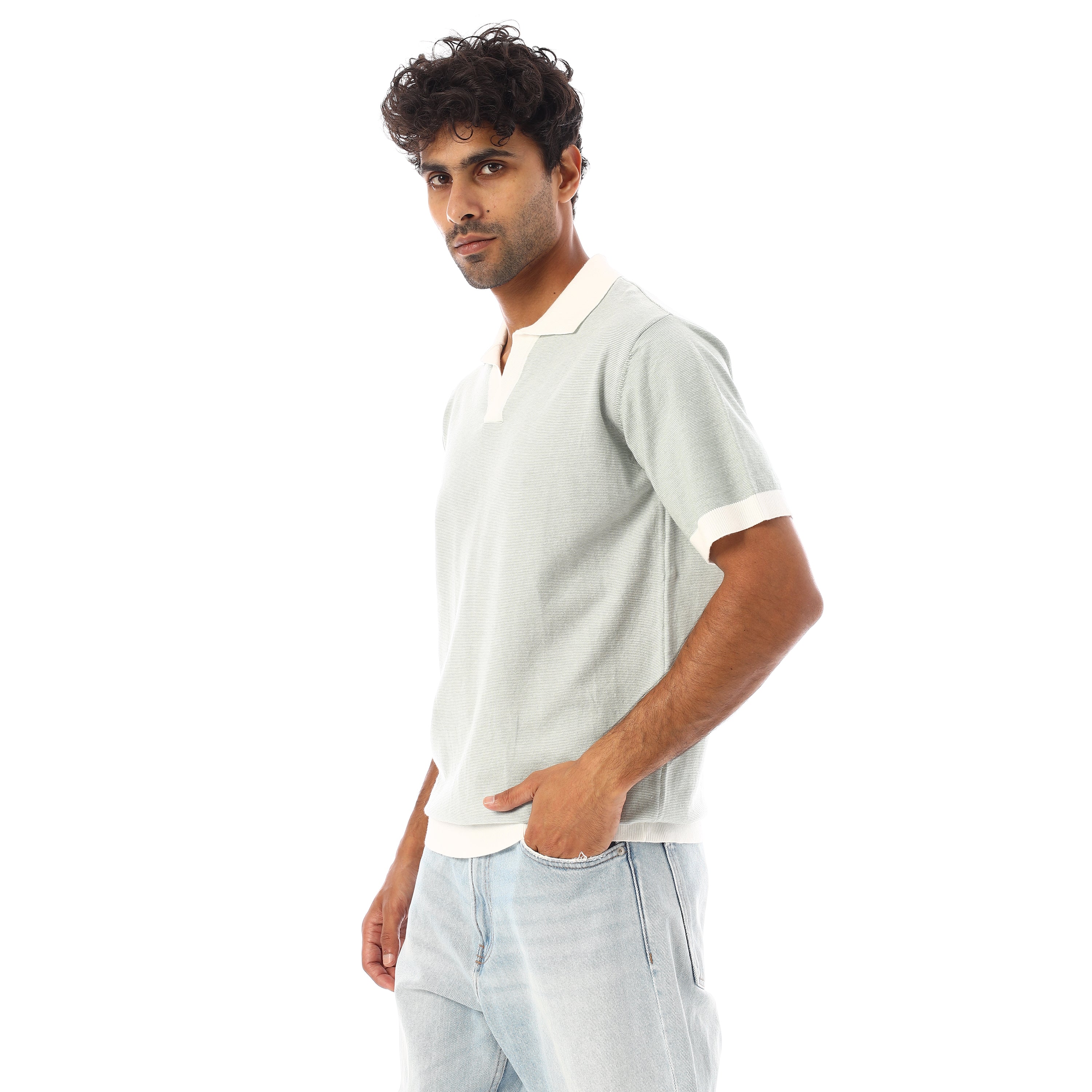 FINE-KNIT COTTON POLO-SHIRT - MINT