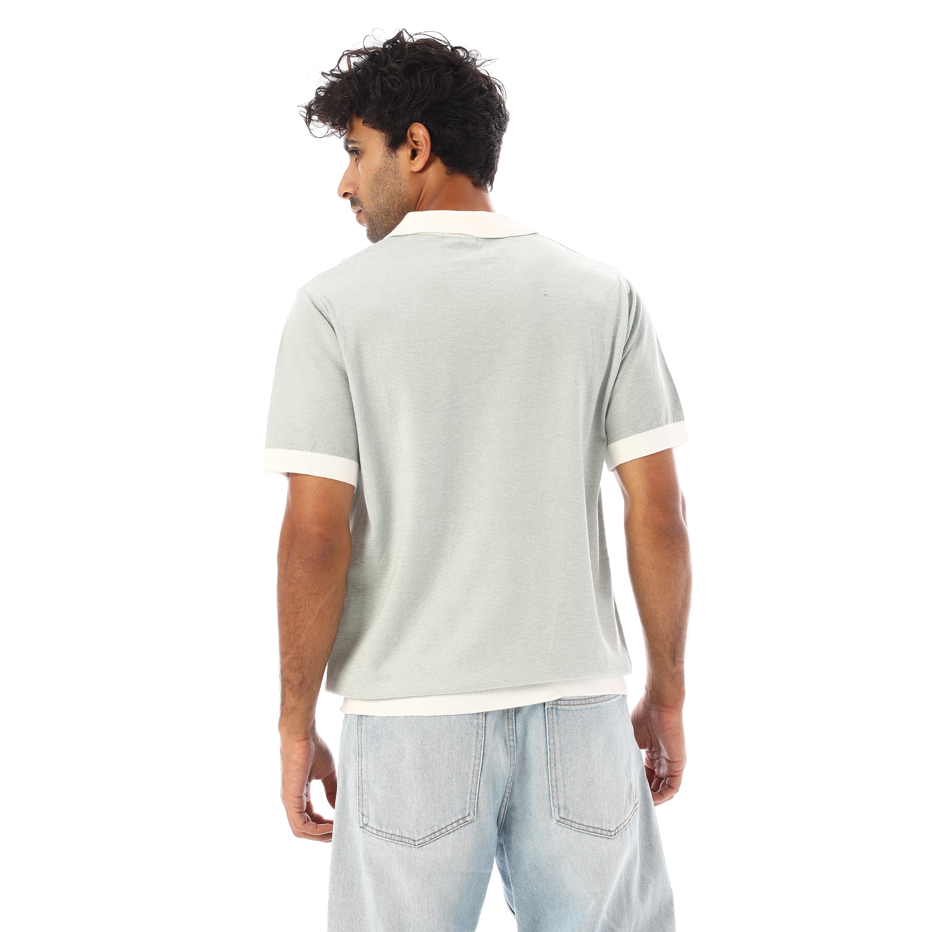 FINE-KNIT COTTON POLO-SHIRT - MINT