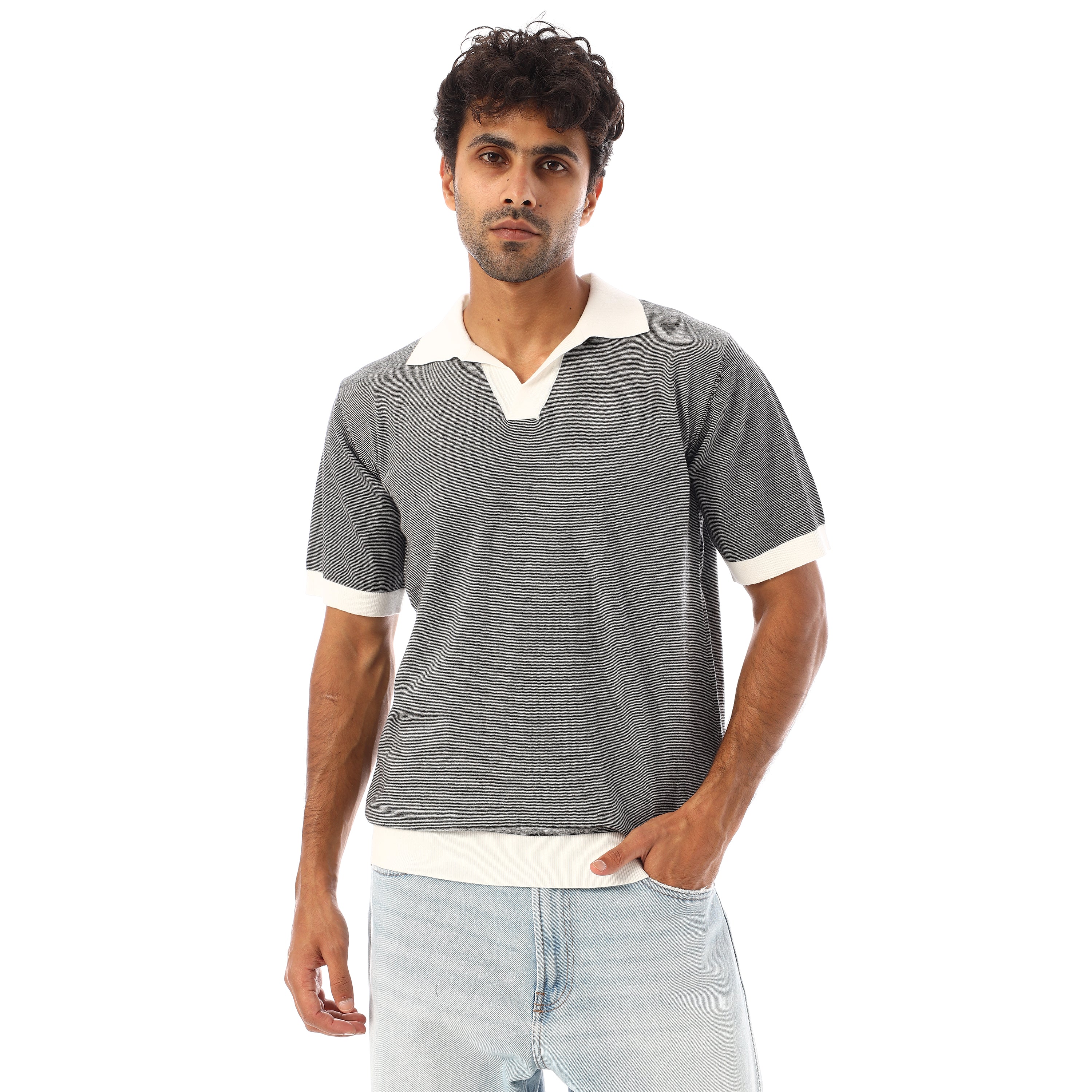 FINE-KNIT COTTON POLO-SHIRT - SUGARY