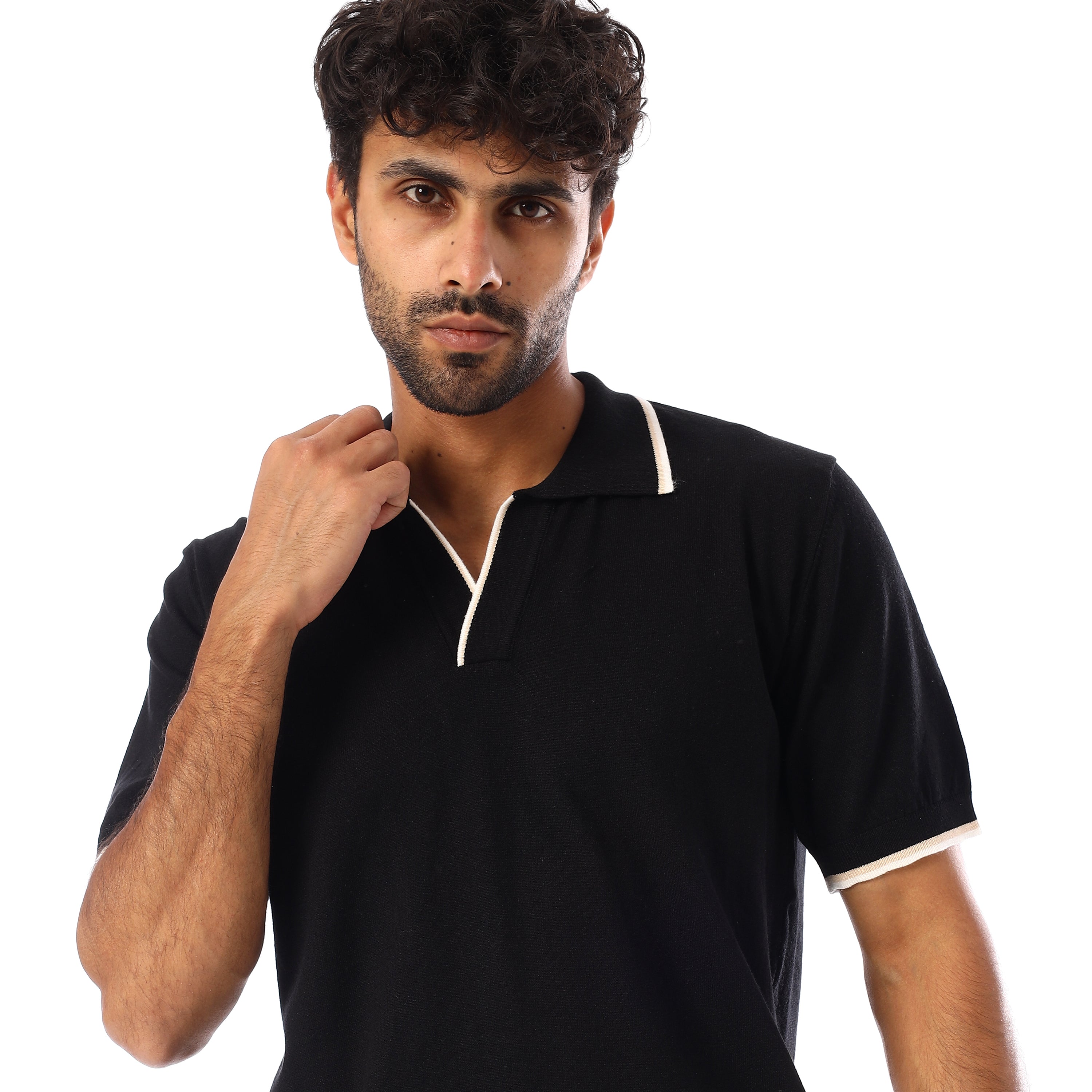 بولو شيرت اكتف رجالي تريكو - اسود