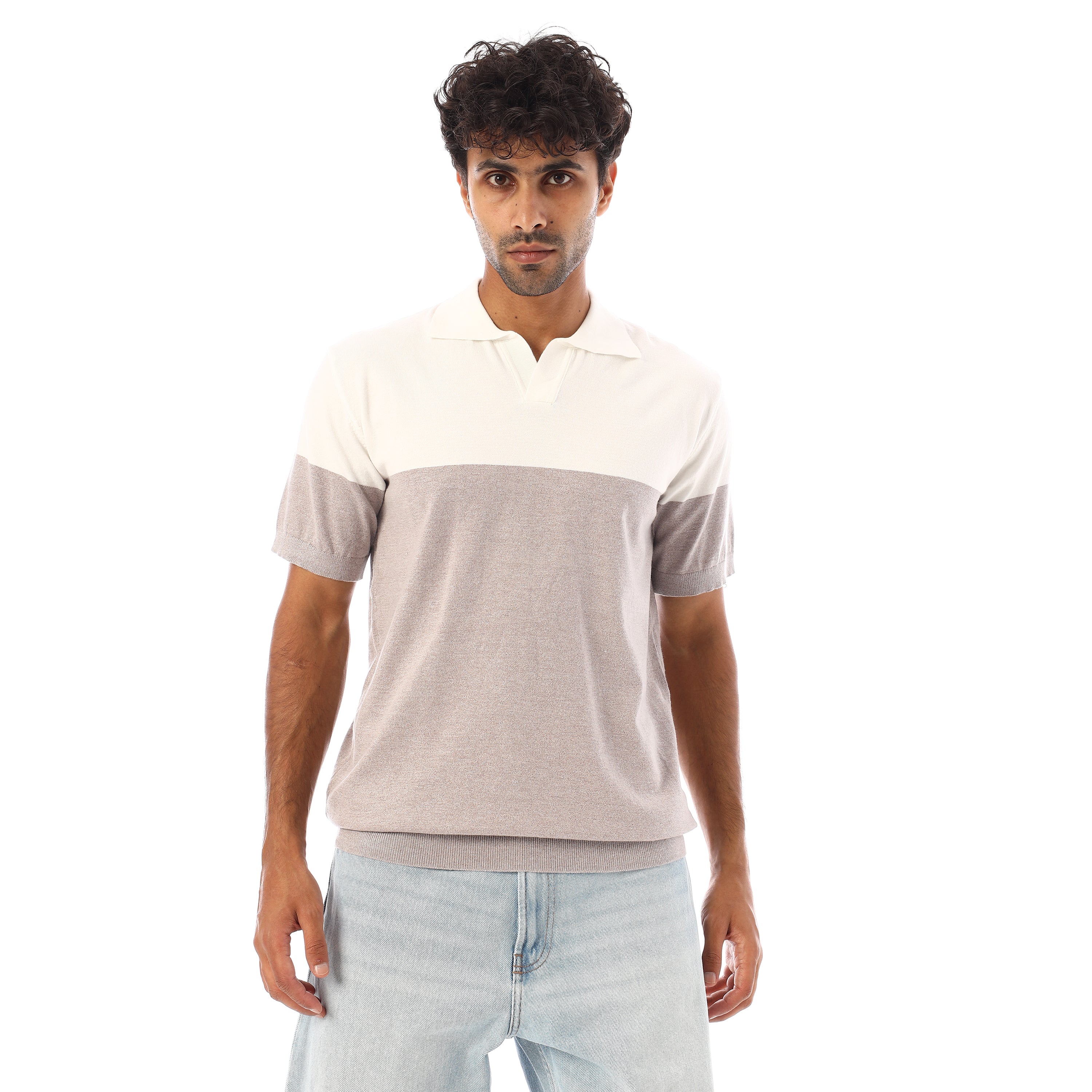 FINE-KNIT COTTON POLO-SHIRT - OFF WHT
