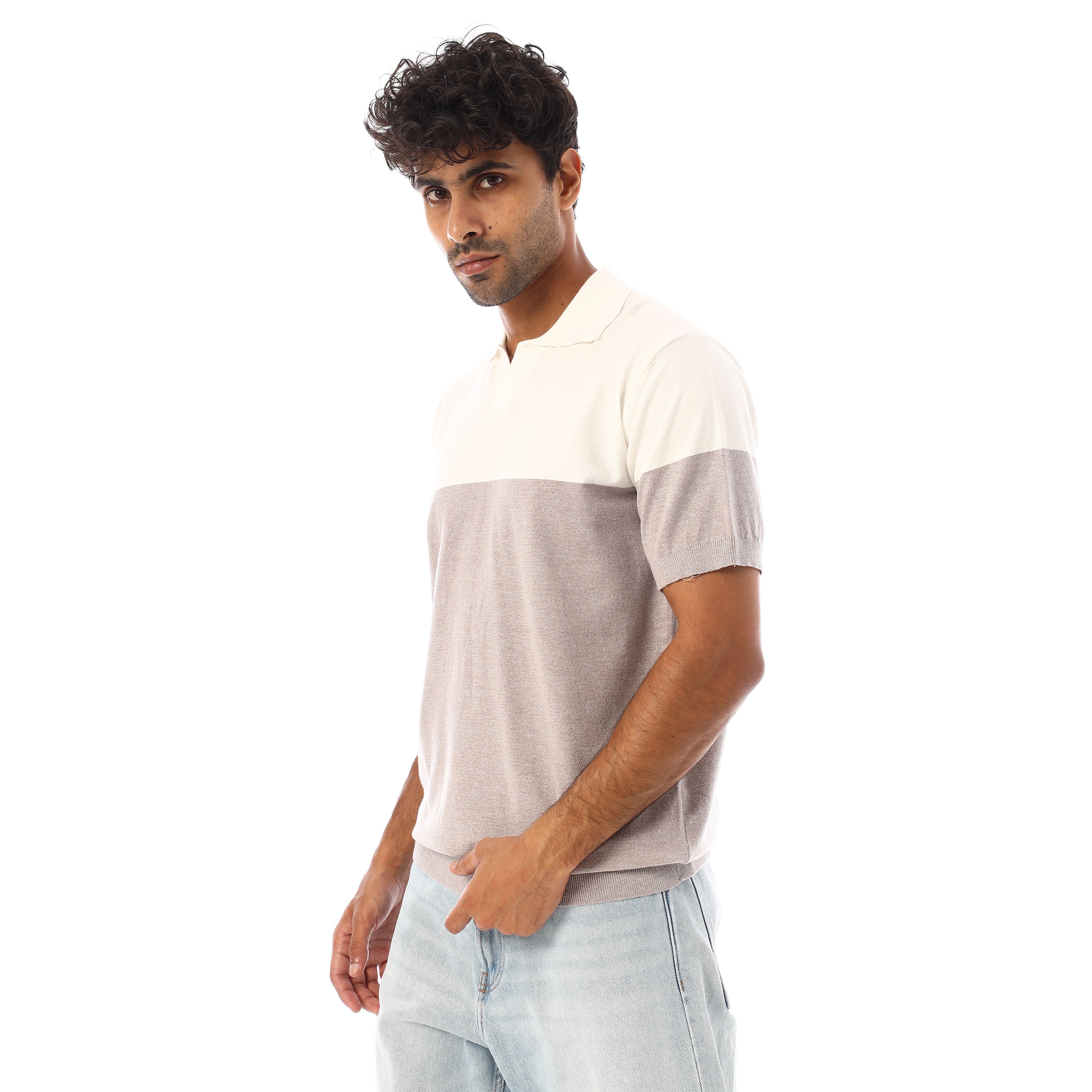 FINE-KNIT COTTON POLO-SHIRT - OFF WHT