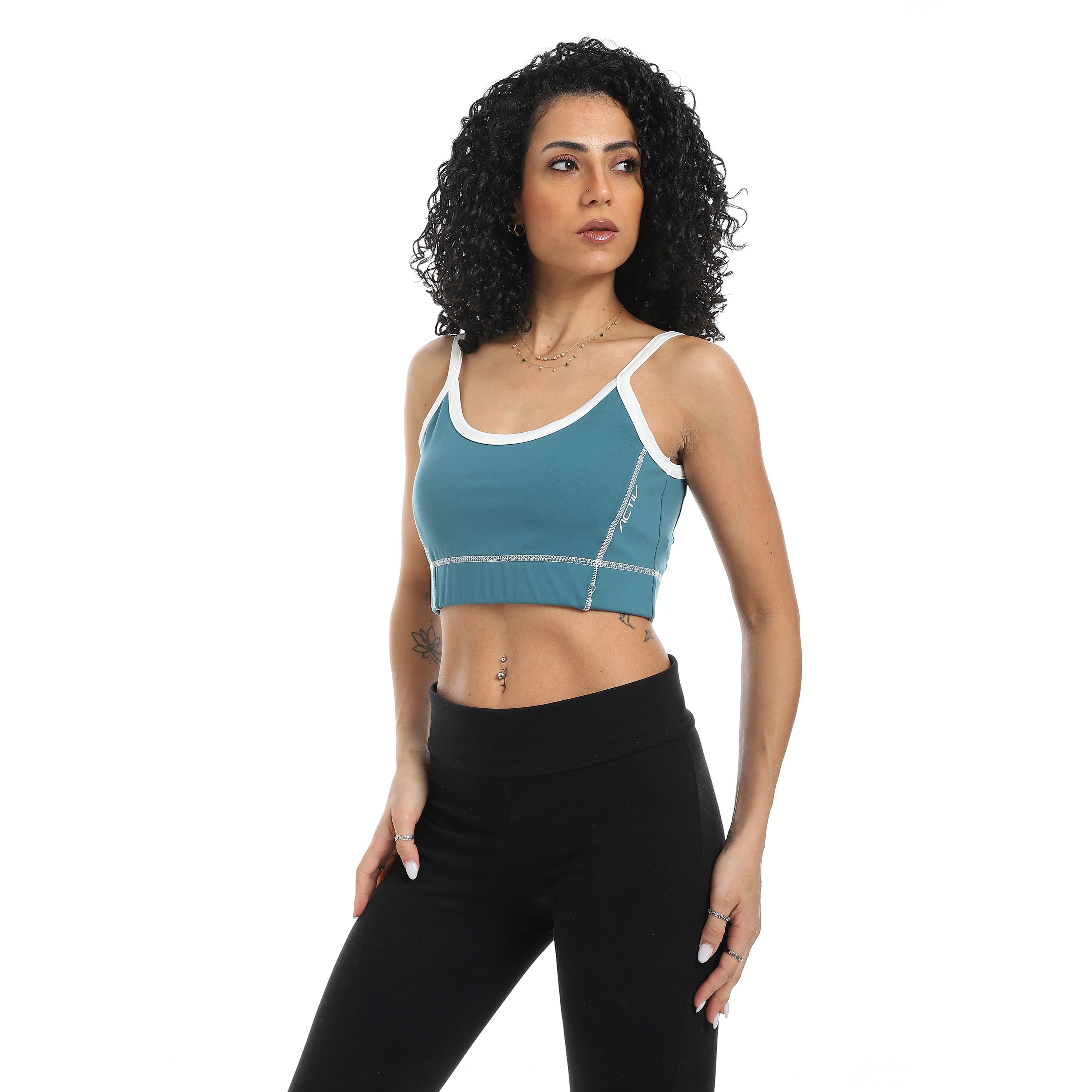 POWER SEAM SPORTS BRA - TEAL GRE