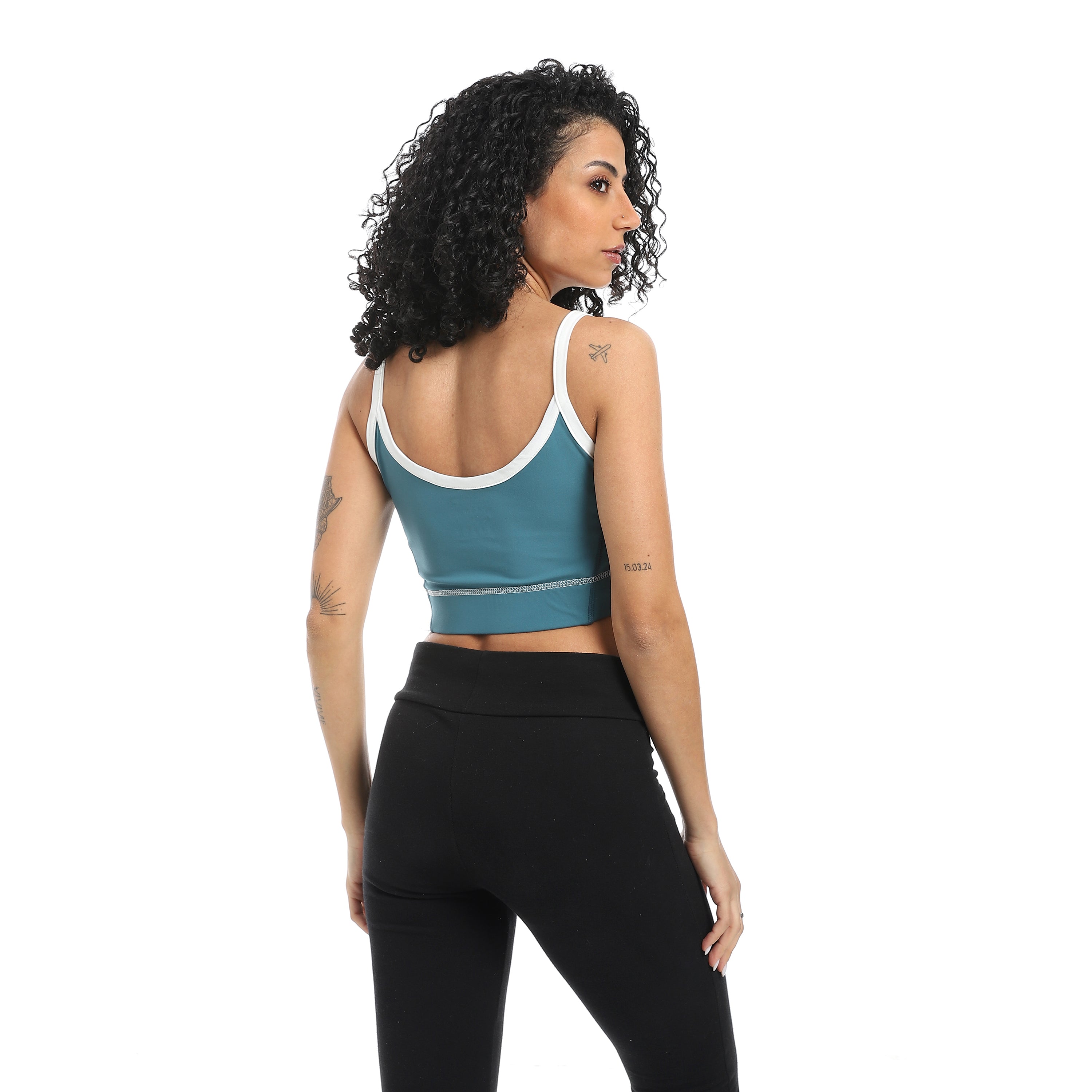 POWER SEAM SPORTS BRA - TEAL GRE
