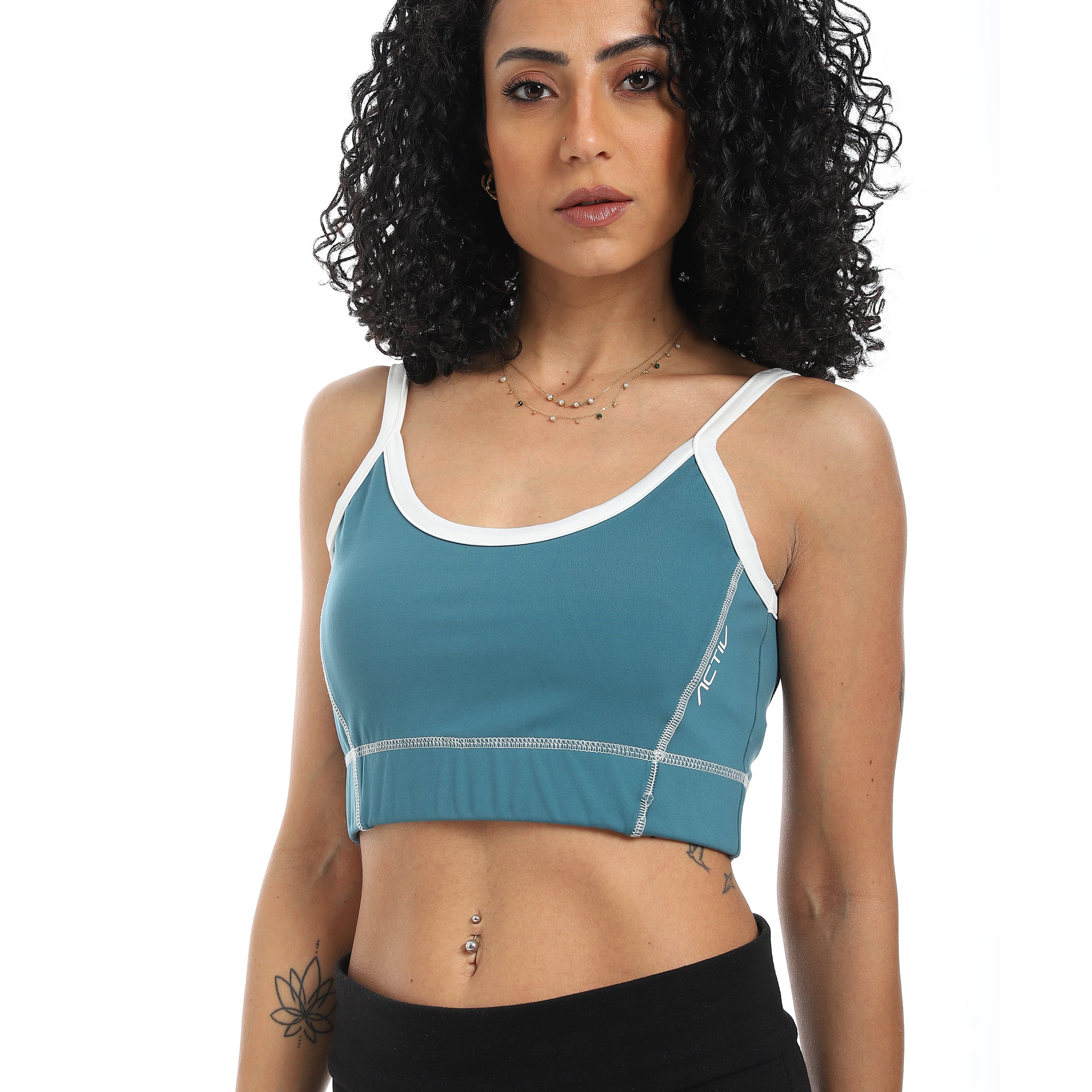 POWER SEAM SPORTS BRA - TEAL GRE