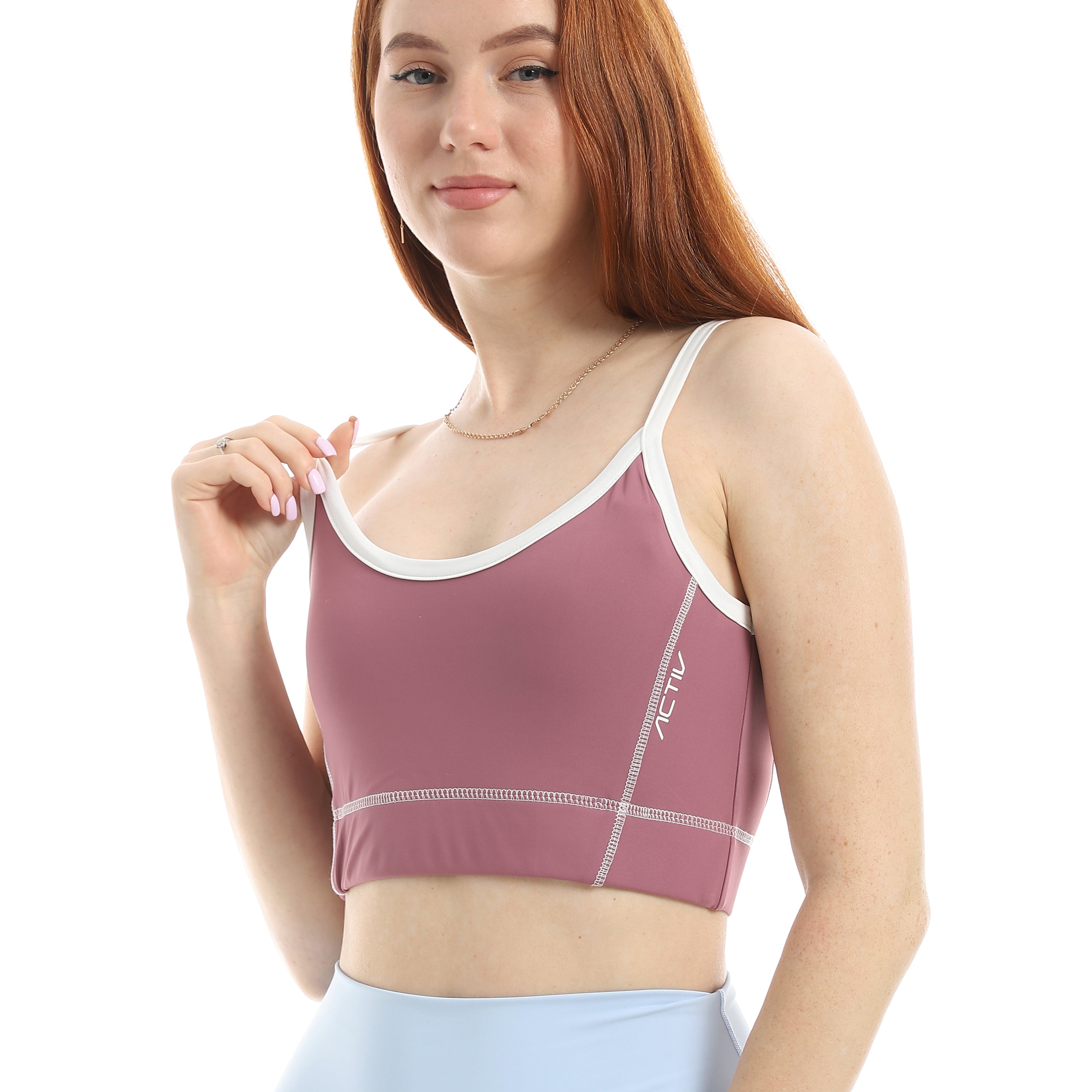 POWER SEAM SPORTS BRA - DUSTY PI