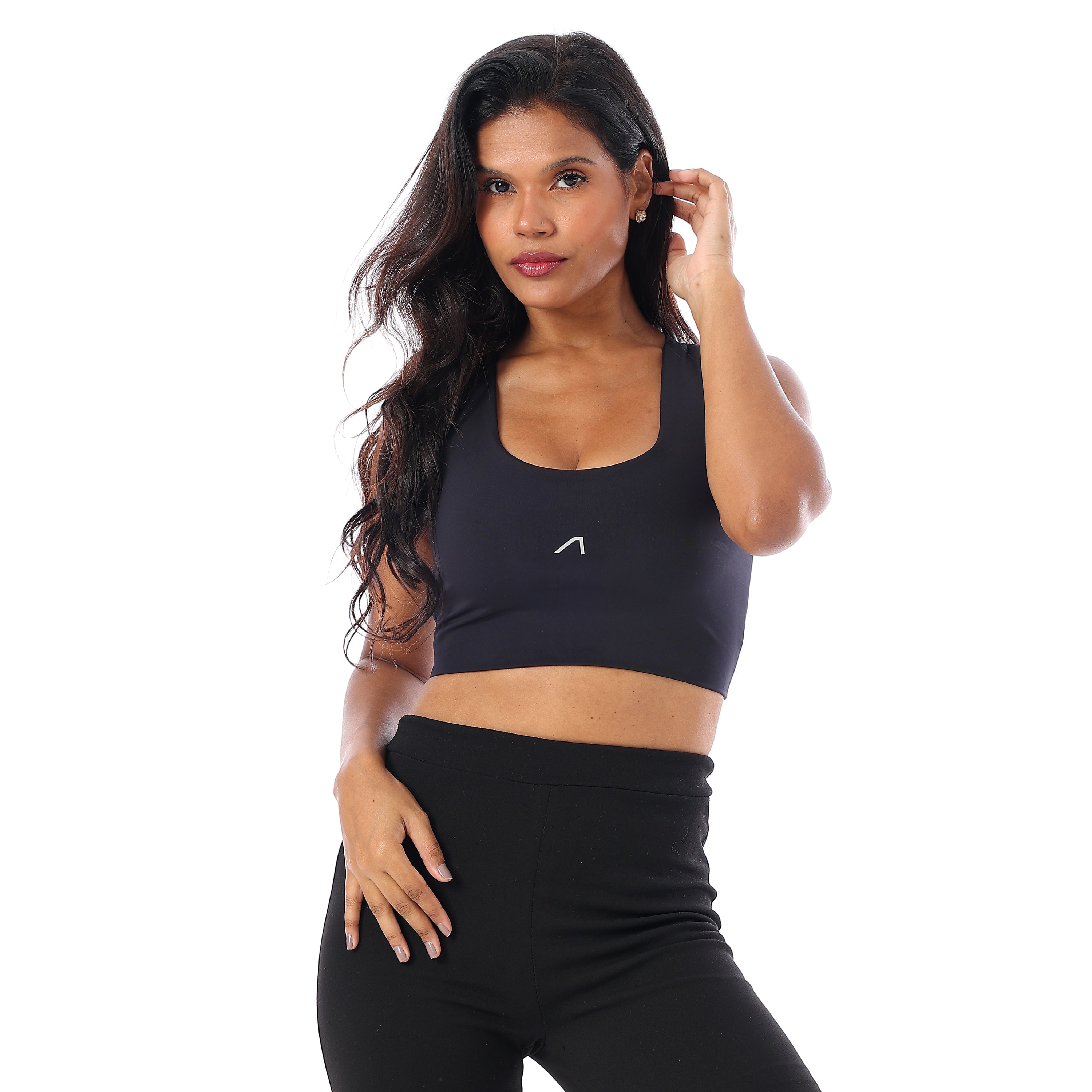ELASTIC OPEN BACK SPORTS BRA - BLACK