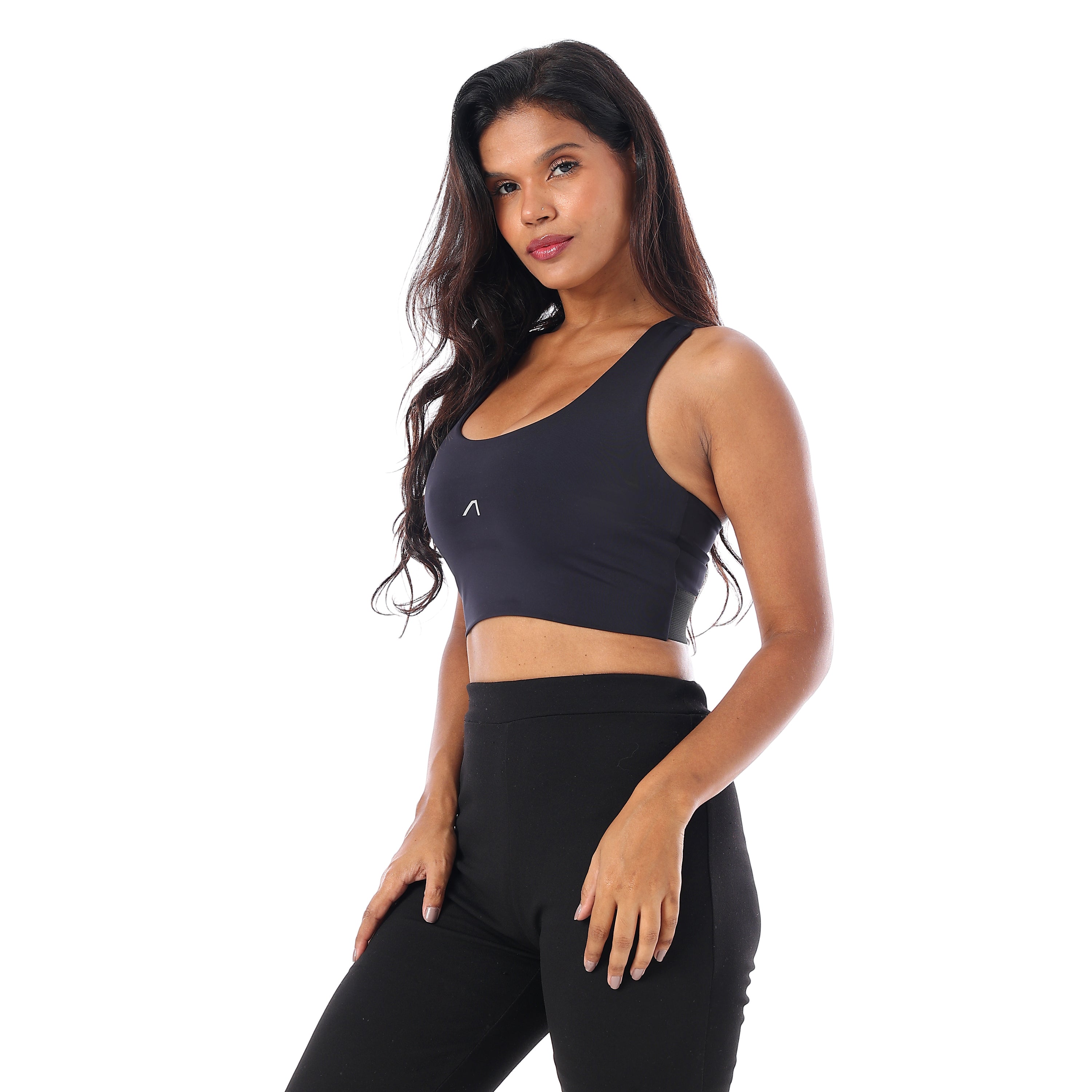ELASTIC OPEN BACK SPORTS BRA - BLACK