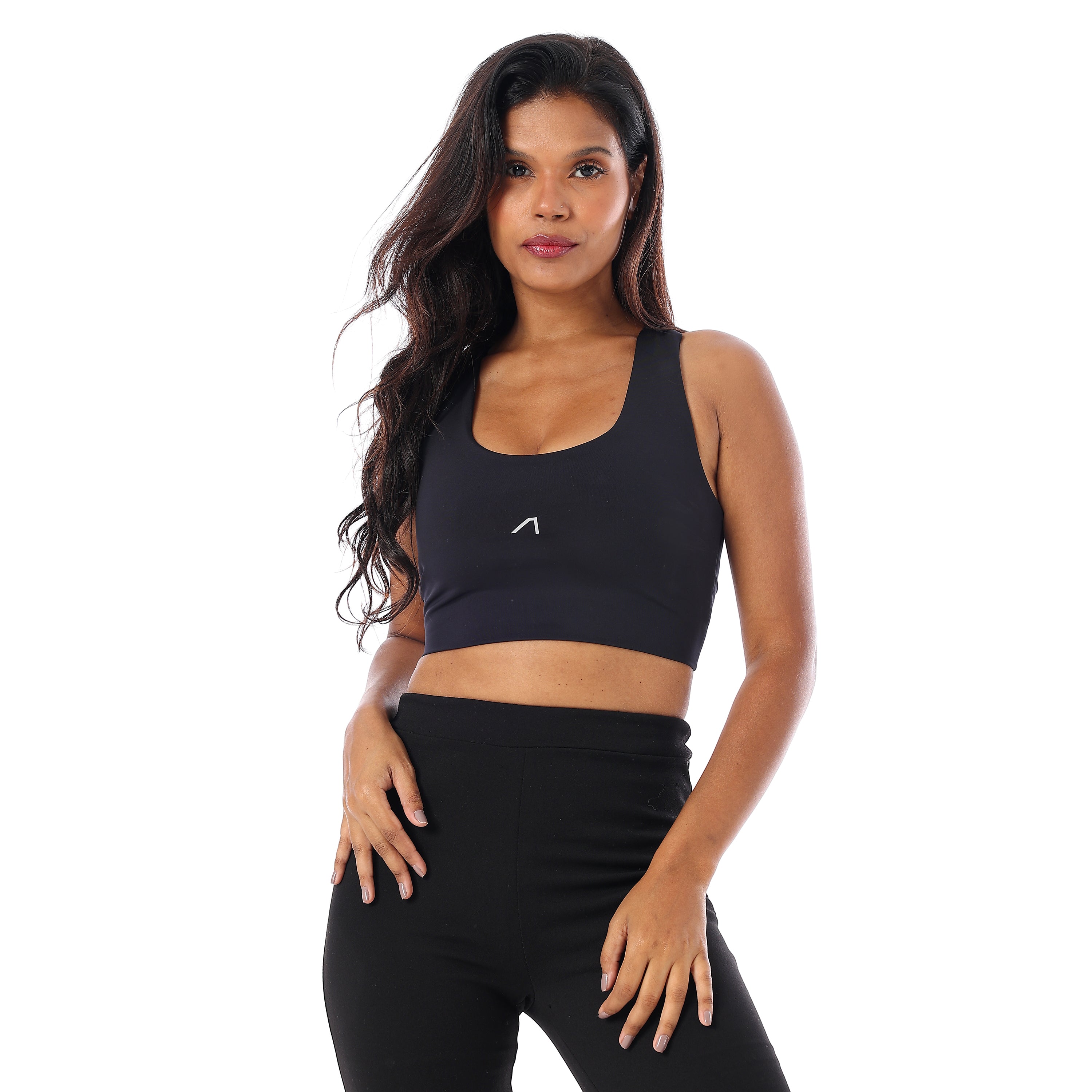 ELASTIC OPEN BACK SPORTS BRA - BLACK