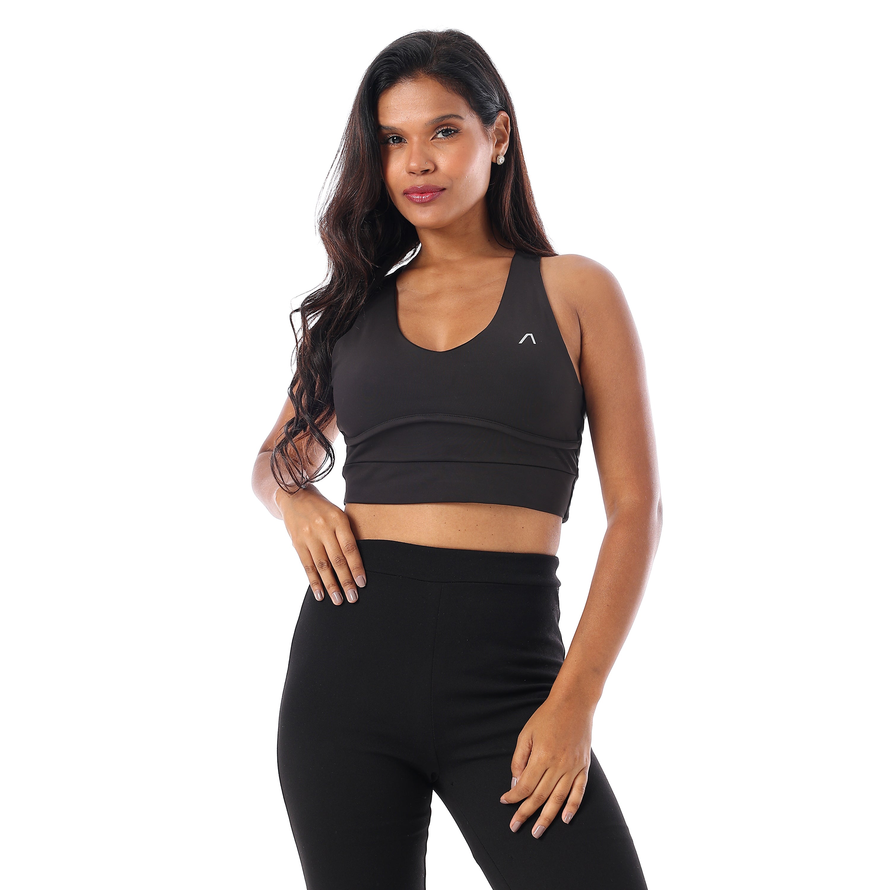 CUTLINES CROSS BACK SPORTS BRA - BLACK