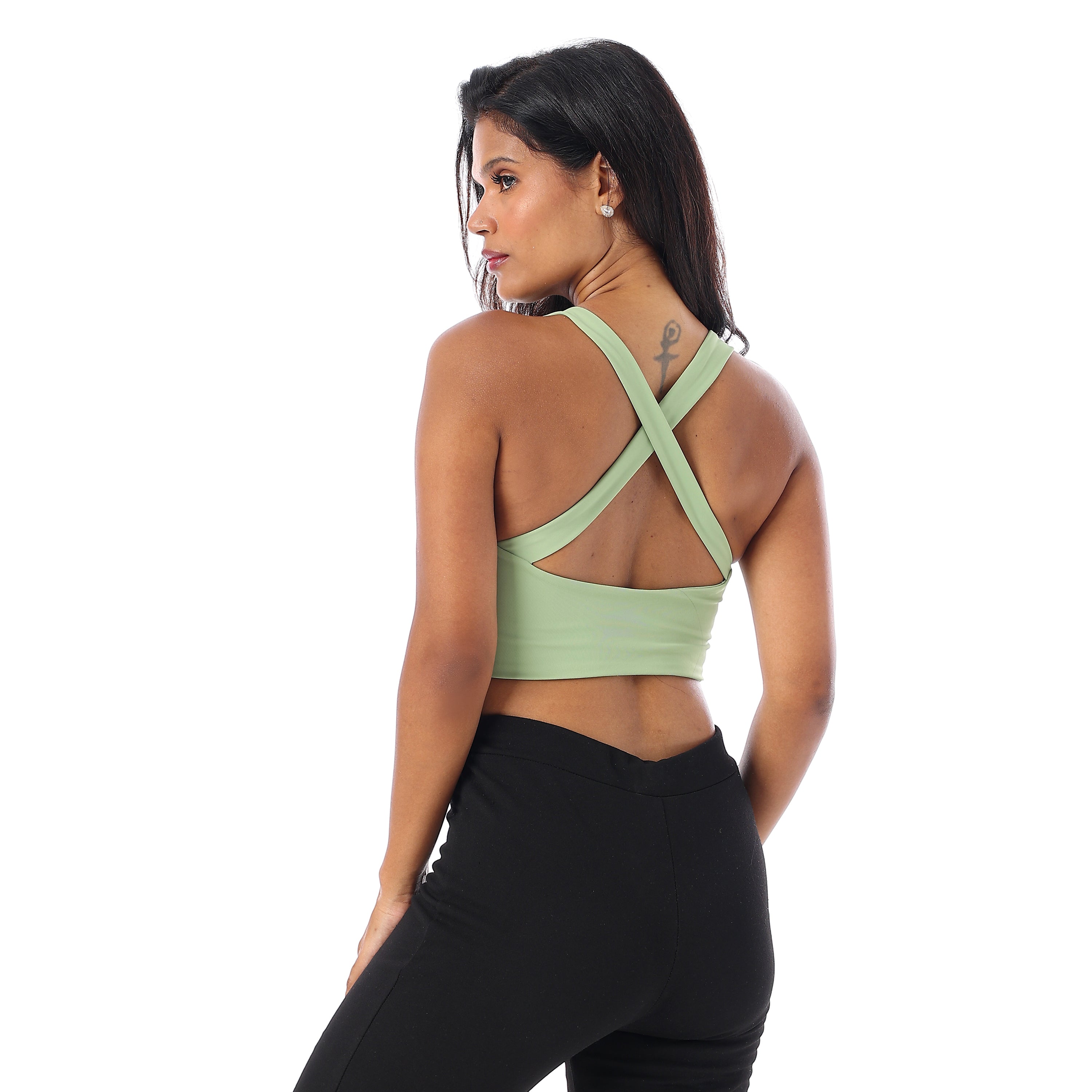 CUTLINES CROSS BACK SPORTS BRA - GREEN