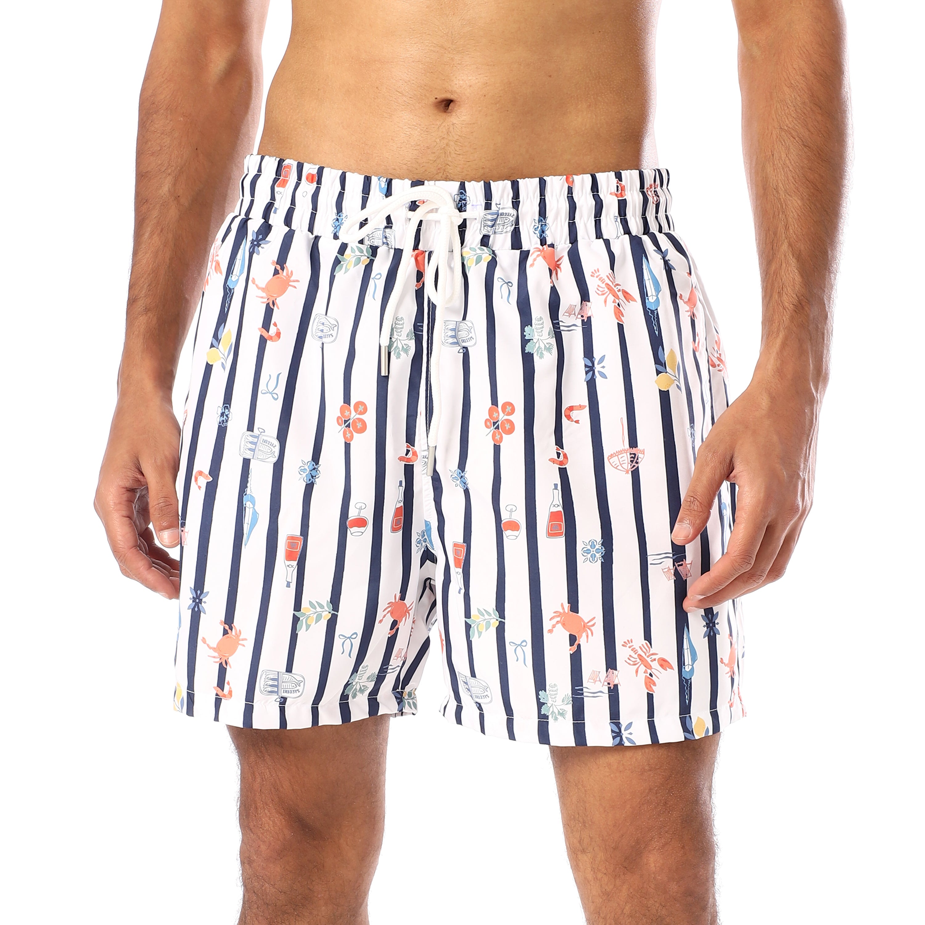 HARBOR STRIPE SWIM SHORTS - NAVY