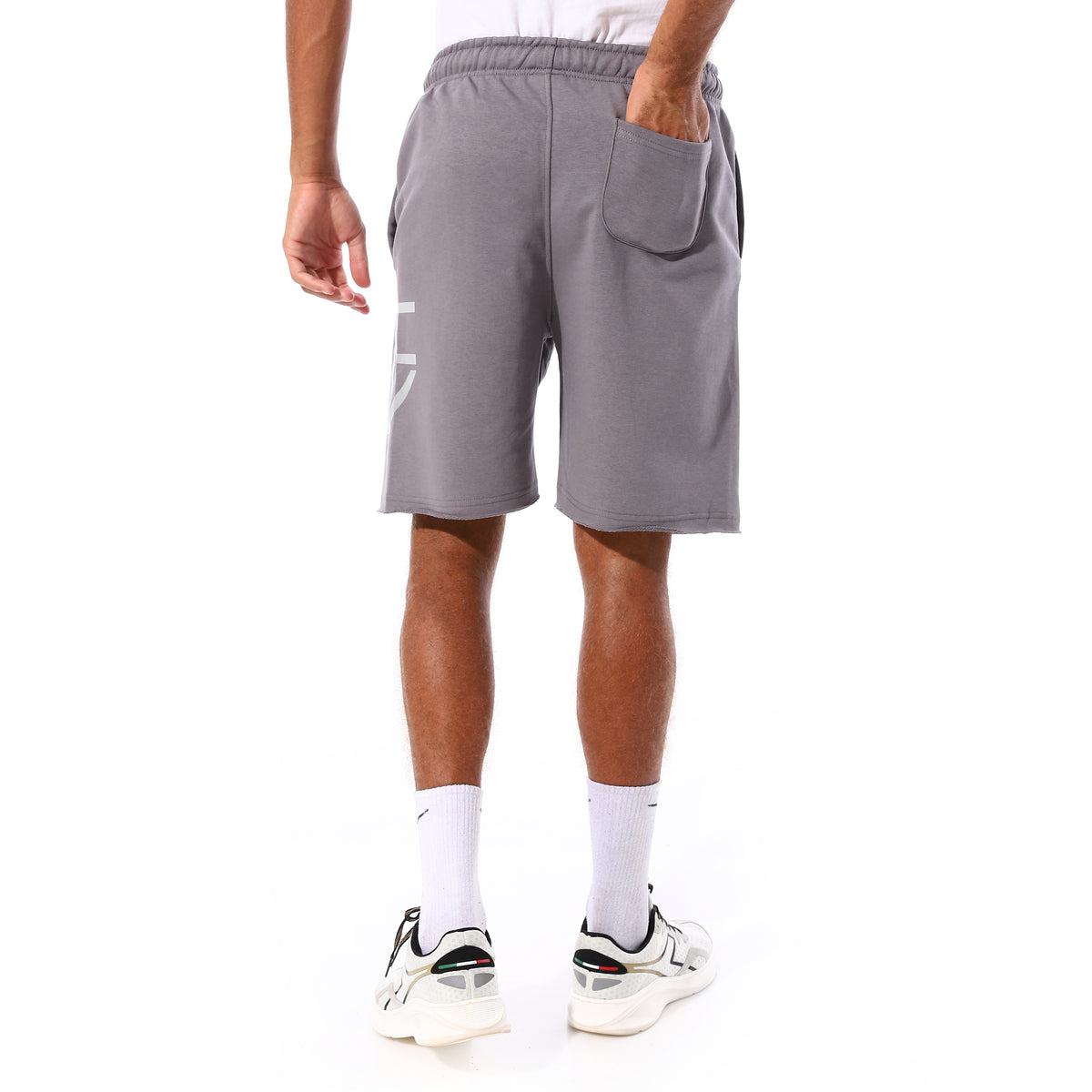 SIDE SPLIT LOGO PRINT SHORTS - GREY