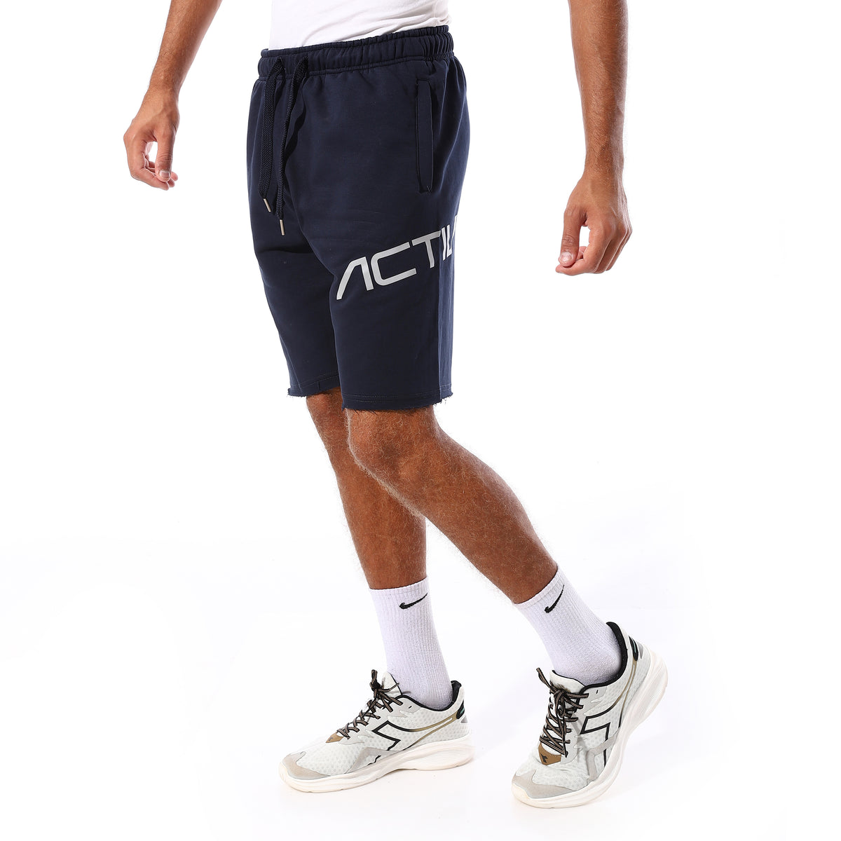 ACTIV SIDE LOGO PRINT SHORTS - D.BLUE