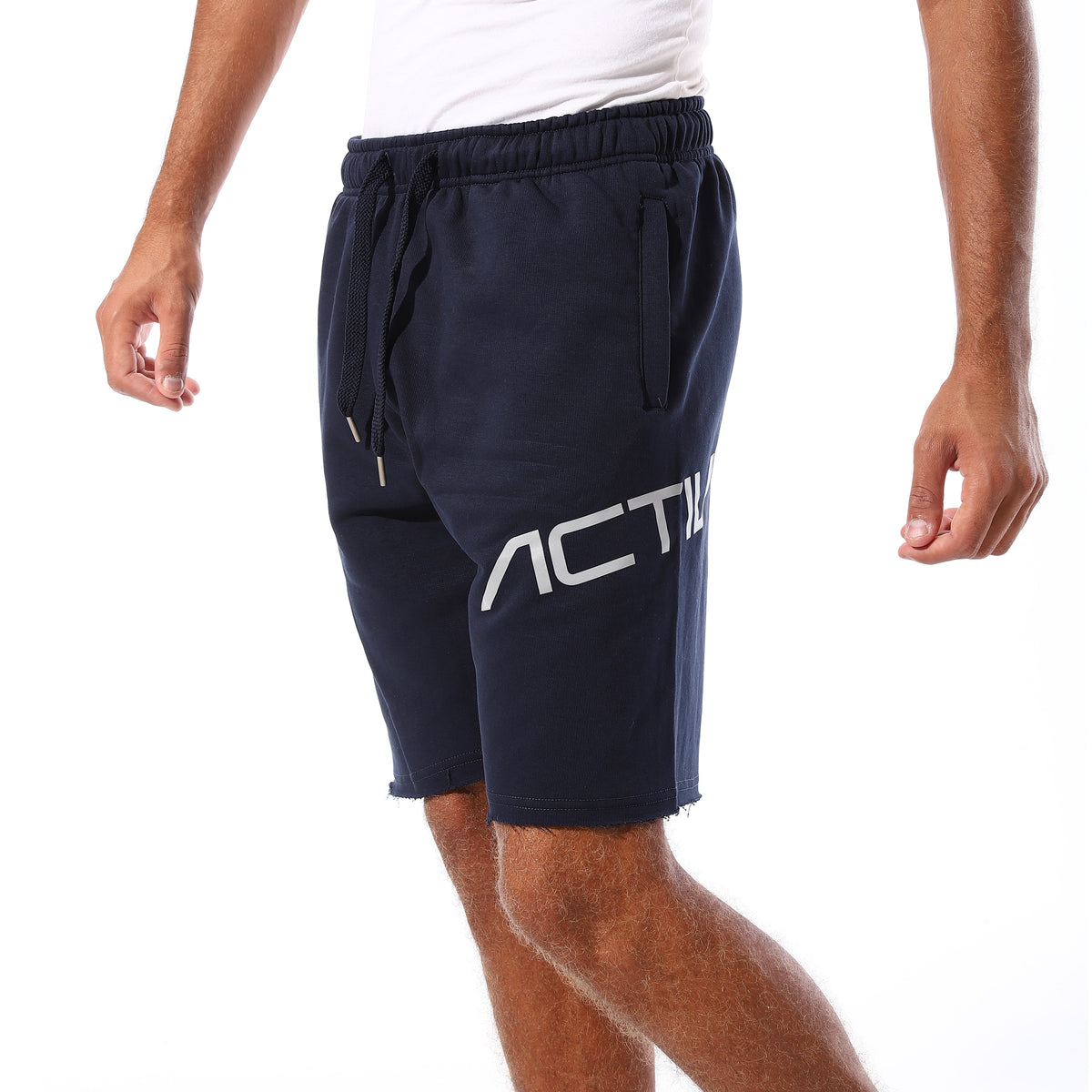 ACTIV SIDE LOGO PRINT SHORTS - D.BLUE
