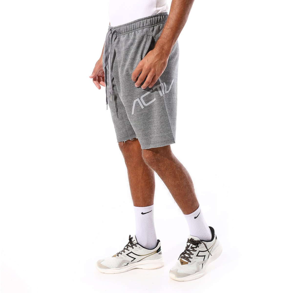 ACTIV SIDE LOGO PRINT SHORTS - L.GREY