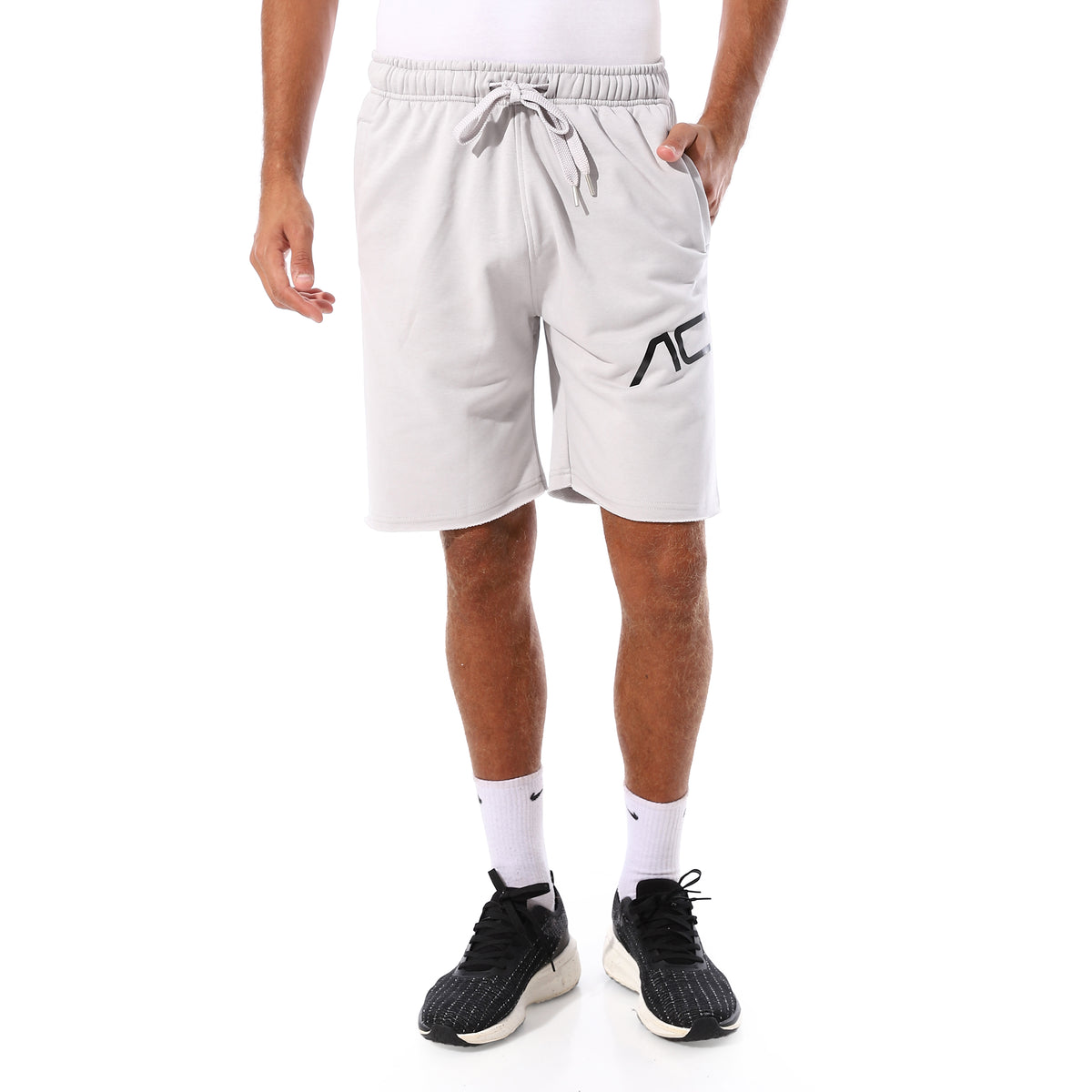 ACTIV SIDE LOGO PRINT SHORTS - ICE GREY