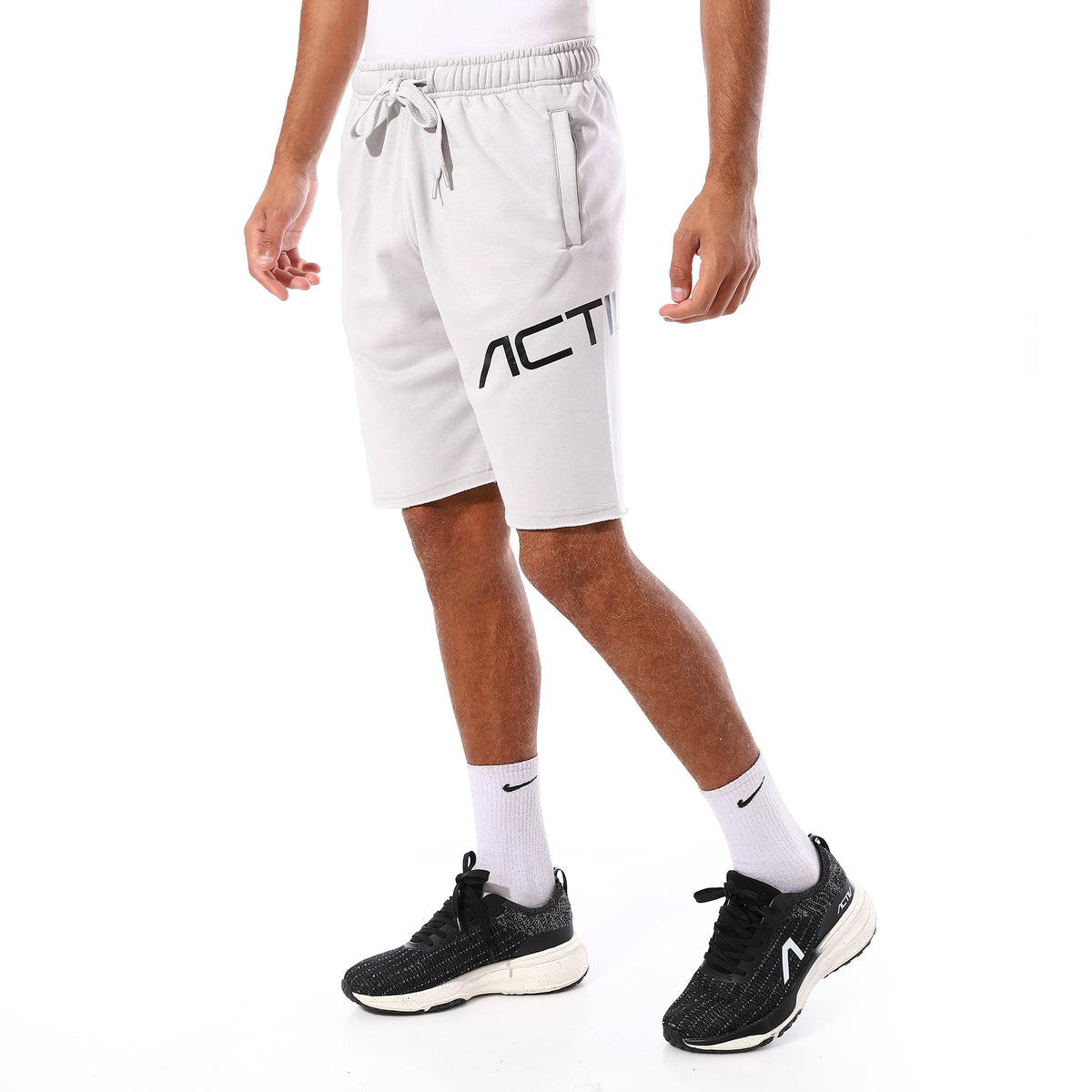 ACTIV SIDE LOGO PRINT SHORTS - ICE GREY