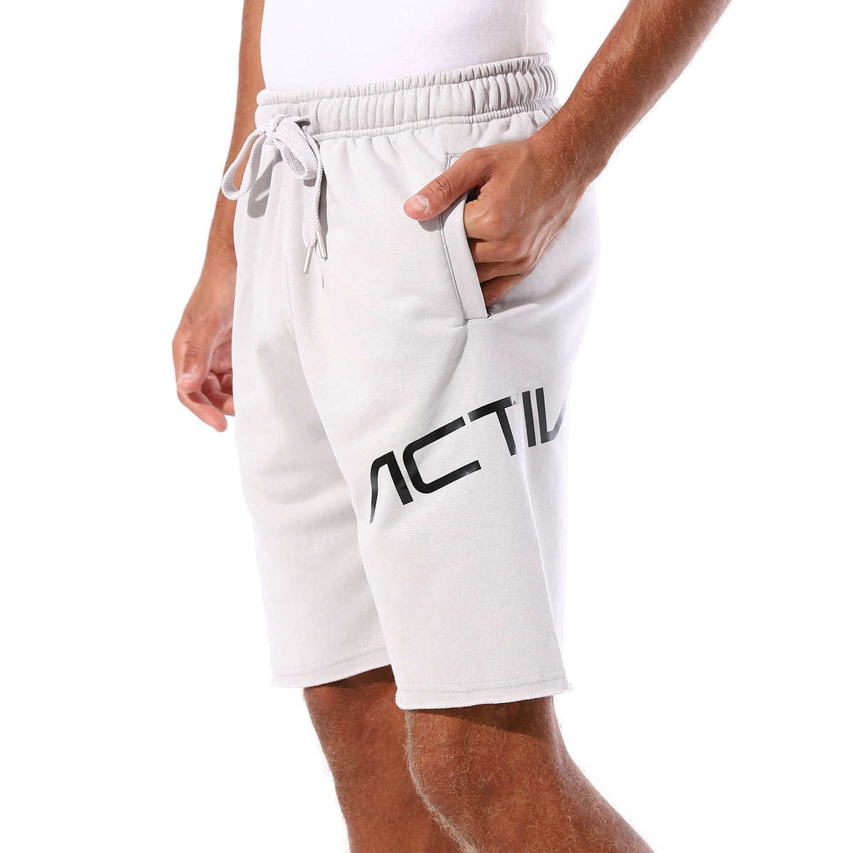 ACTIV SIDE LOGO PRINT SHORTS - ICE GREY