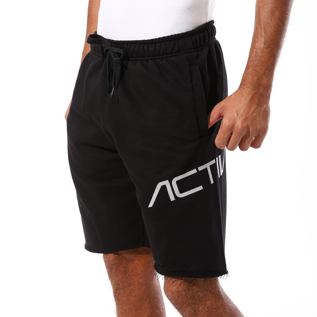 ACTIV SIDE LOGO PRINT SHORTS - BLACK
