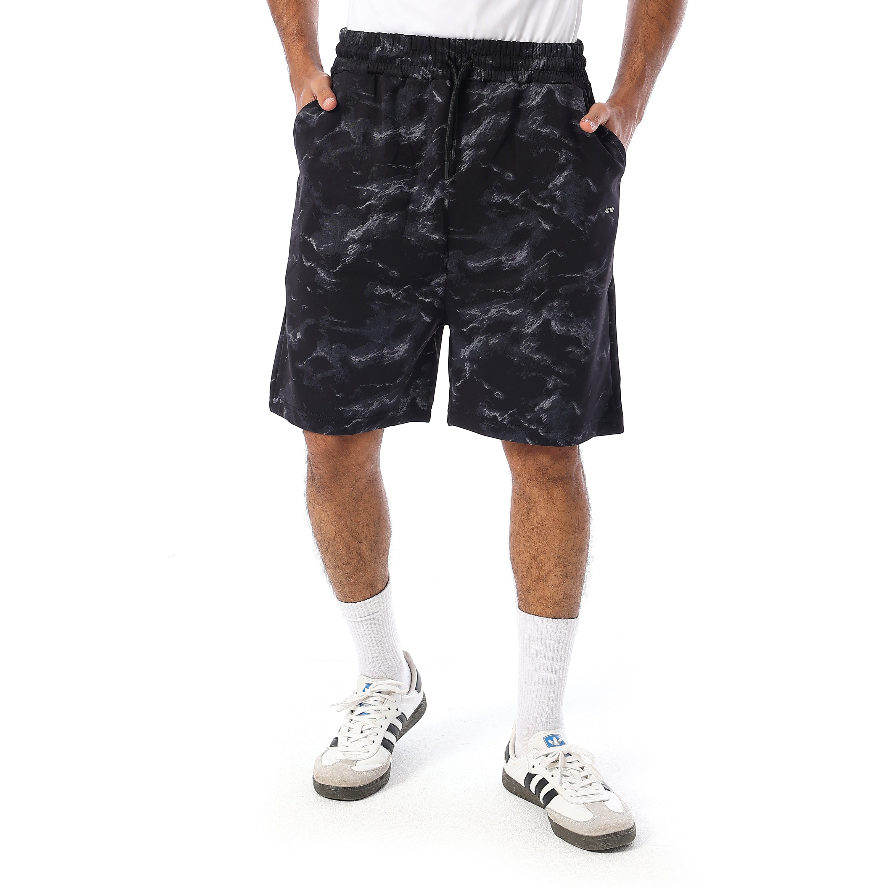 ACTIV OVERSIZED TIE-DYE SHORTS - BLACK
