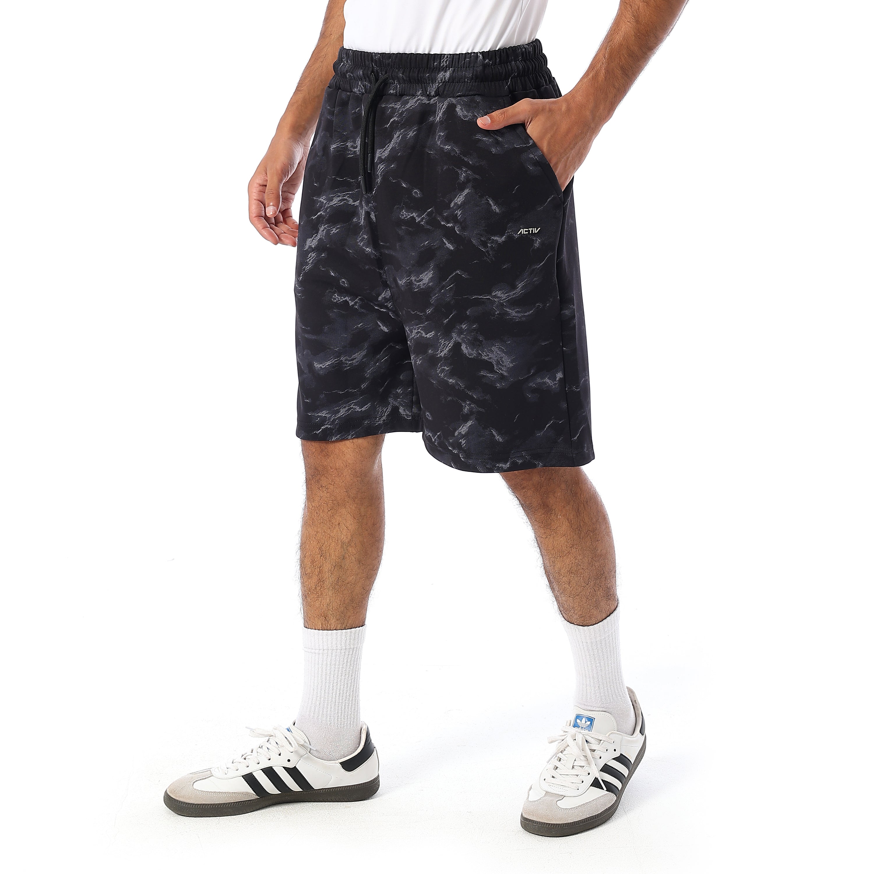 ACTIV OVERSIZED TIE-DYE SHORTS - BLACK
