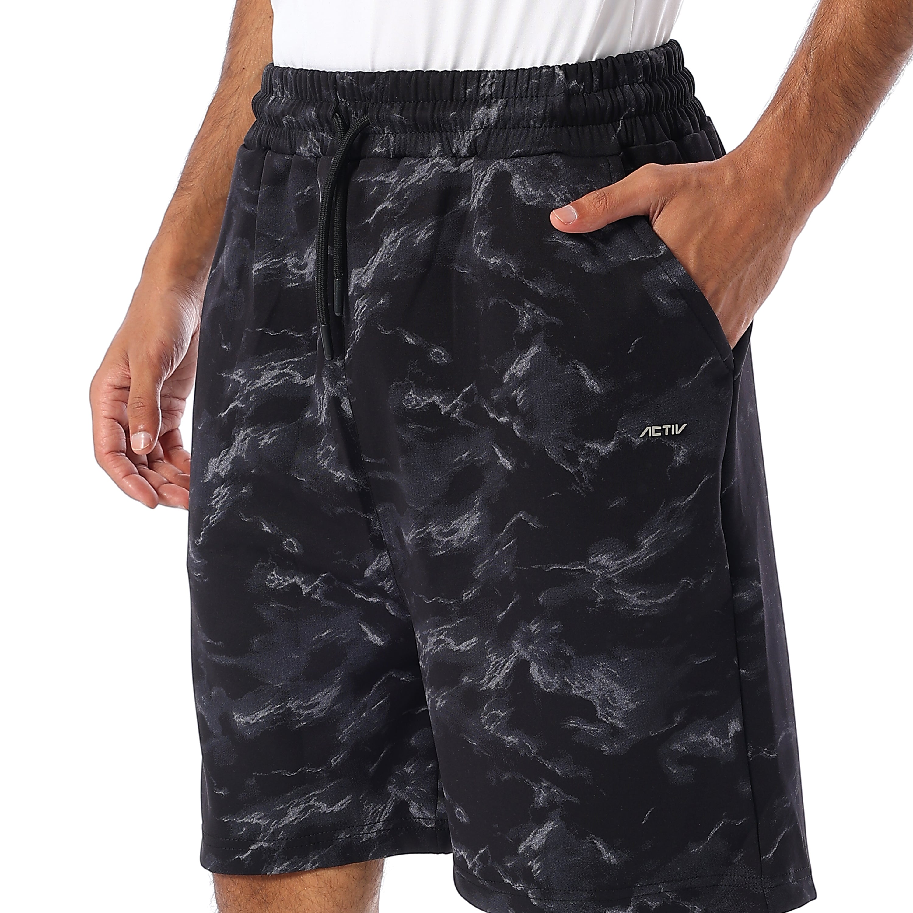ACTIV OVERSIZED TIE-DYE SHORTS - BLACK
