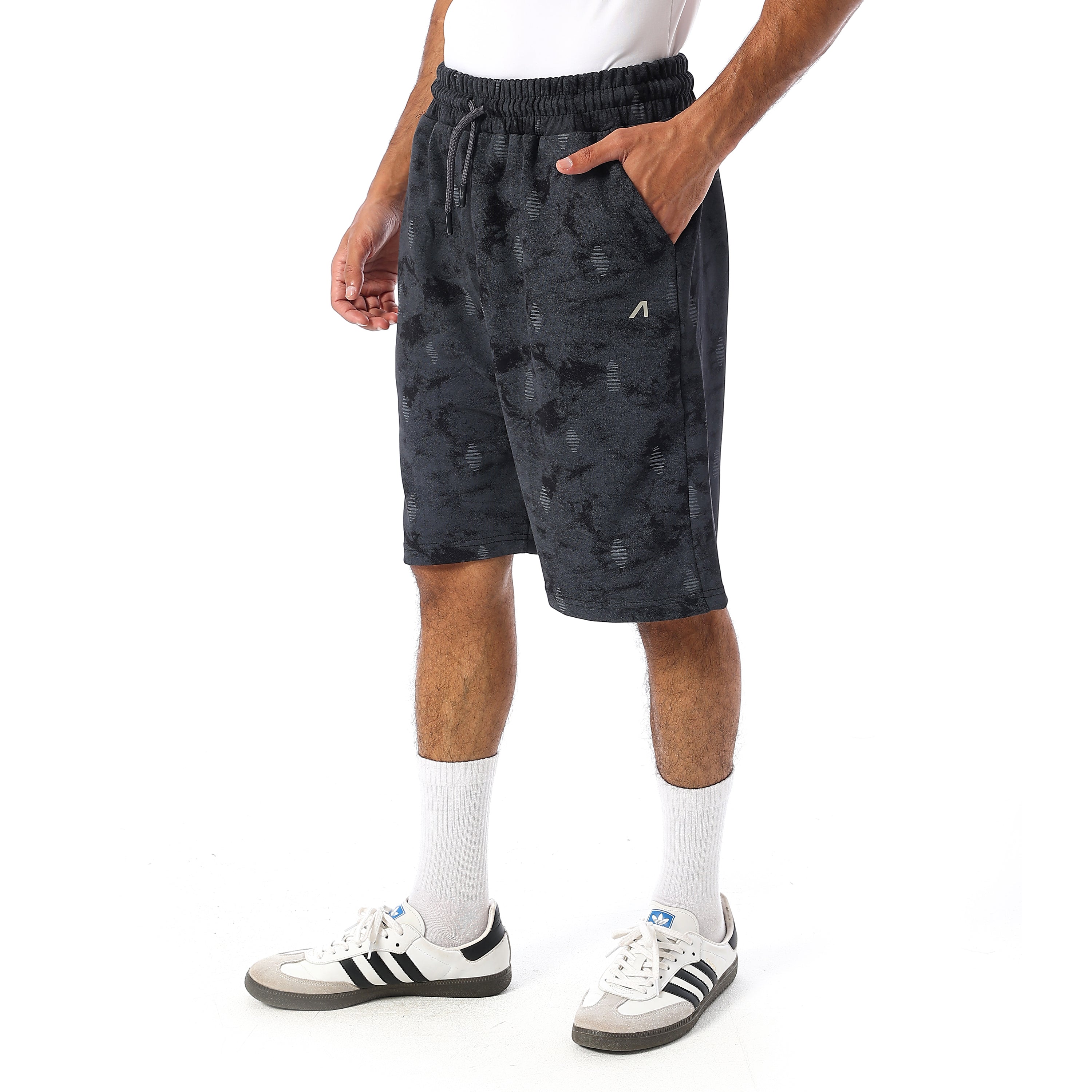 ACTIV OVERSIZED TIE-DYE SHORTS - BLACK