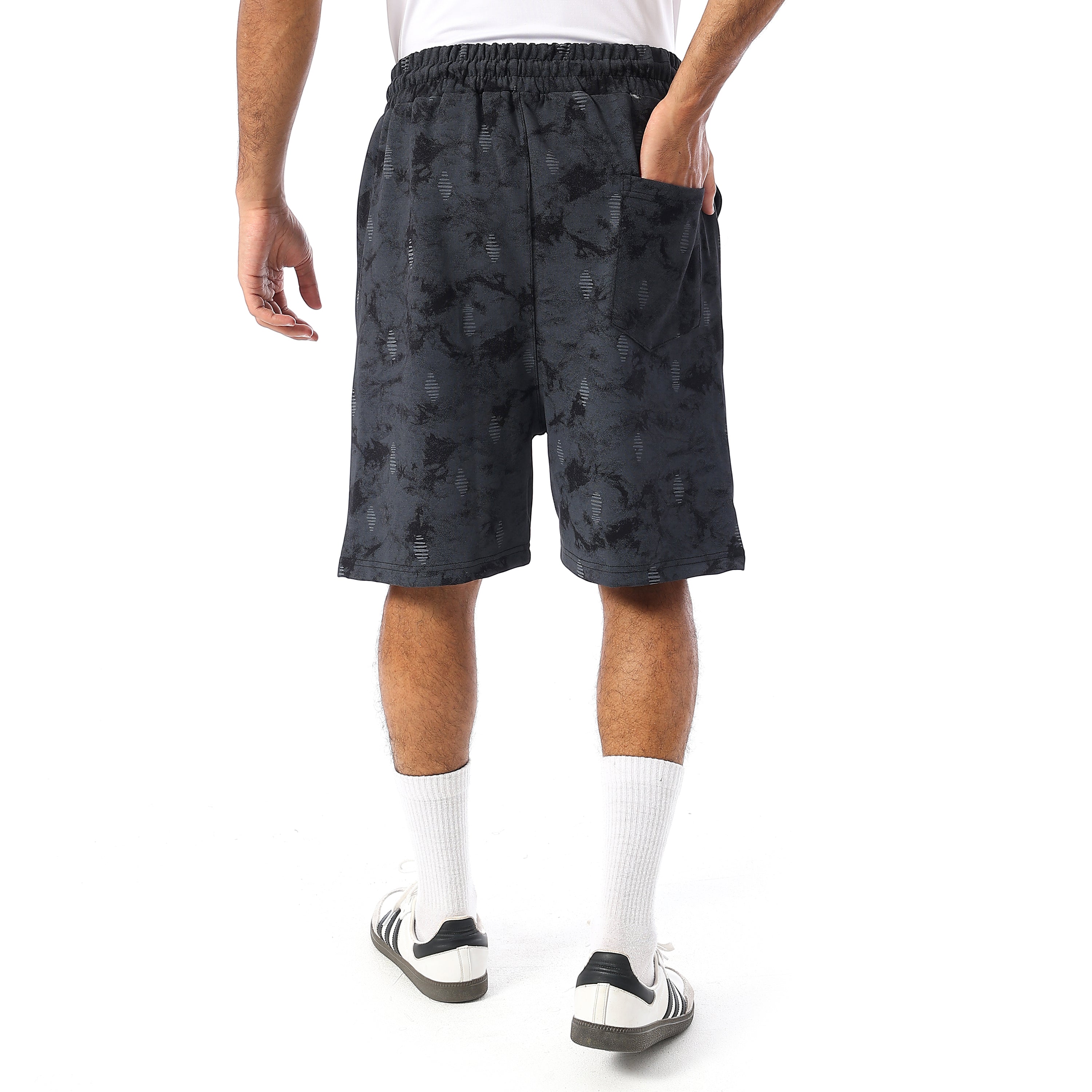 ACTIV OVERSIZED TIE-DYE SHORTS - BLACK