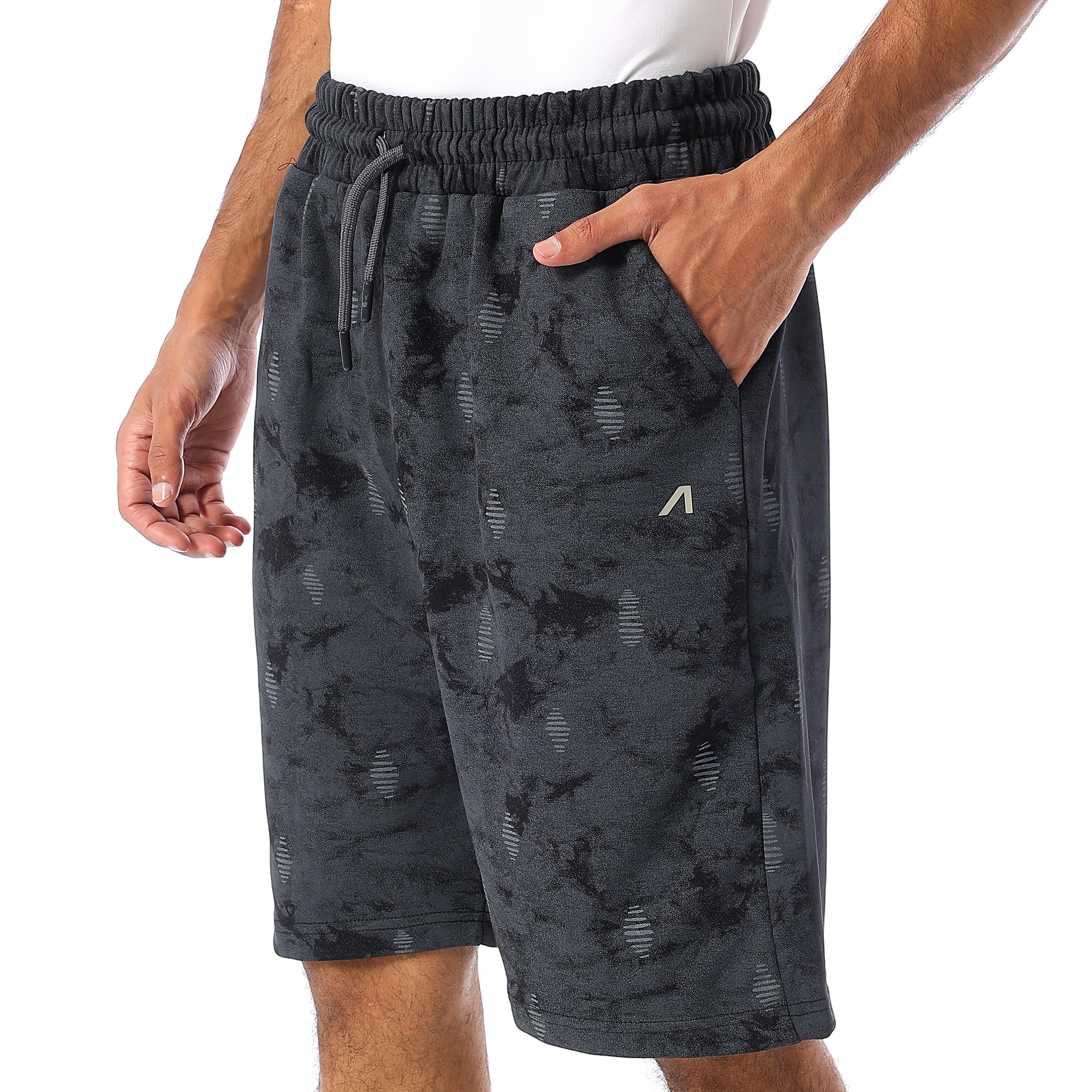 ACTIV OVERSIZED TIE-DYE SHORTS - BLACK