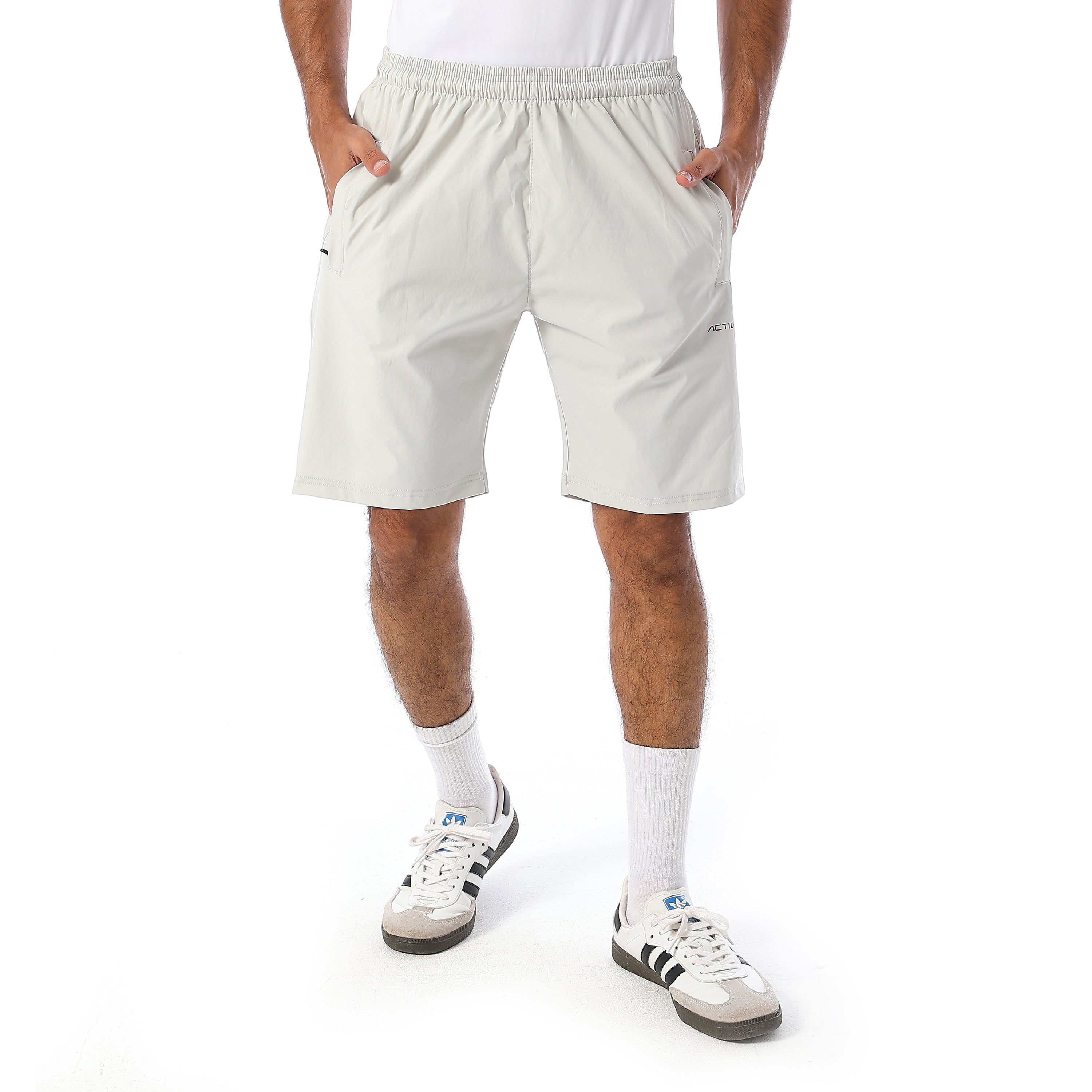 شورت اكتف رياضي رجالي سوفت شبك - رمادي فاتح
