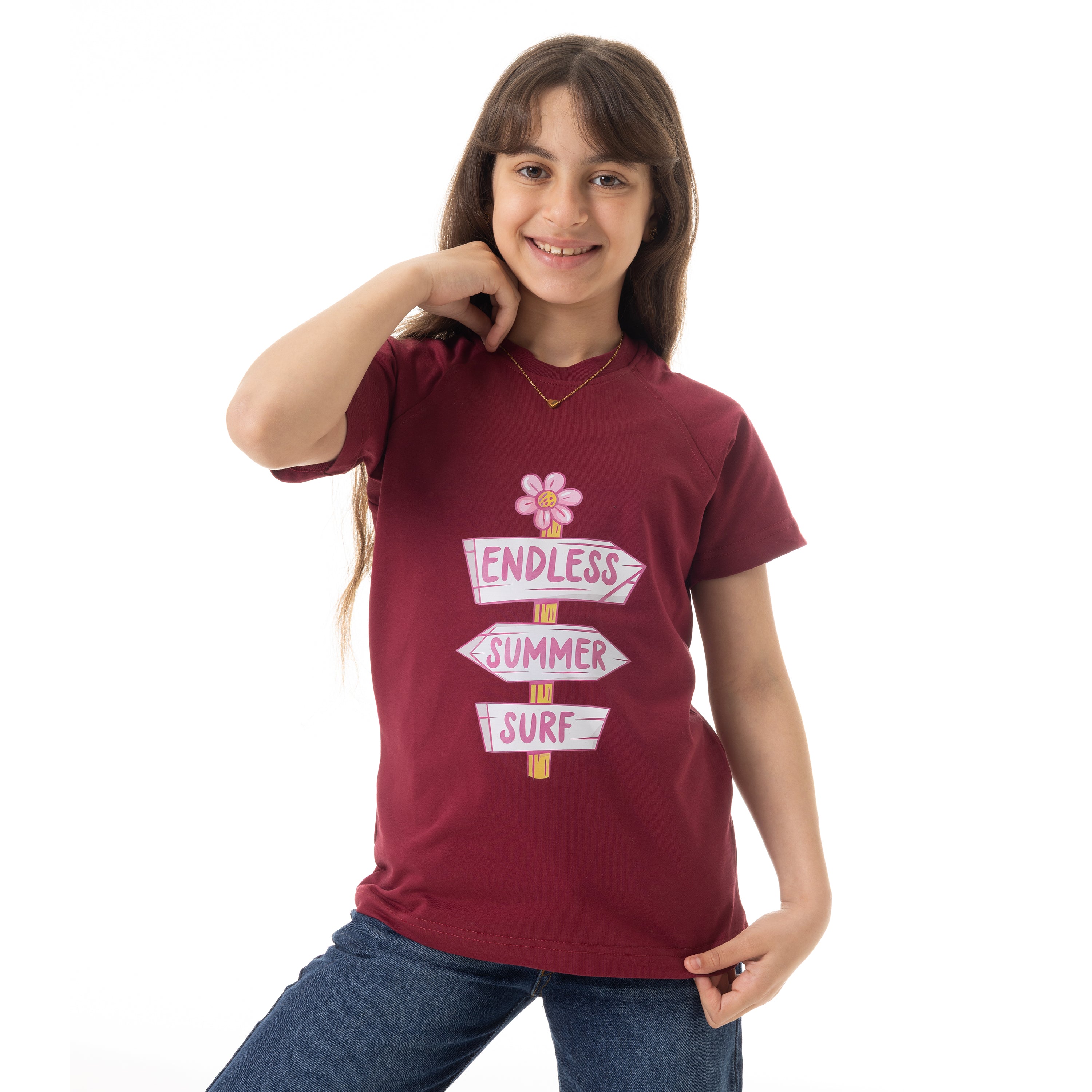 SUMMER SURF PRINT T-SHIRT - BURGUNDY