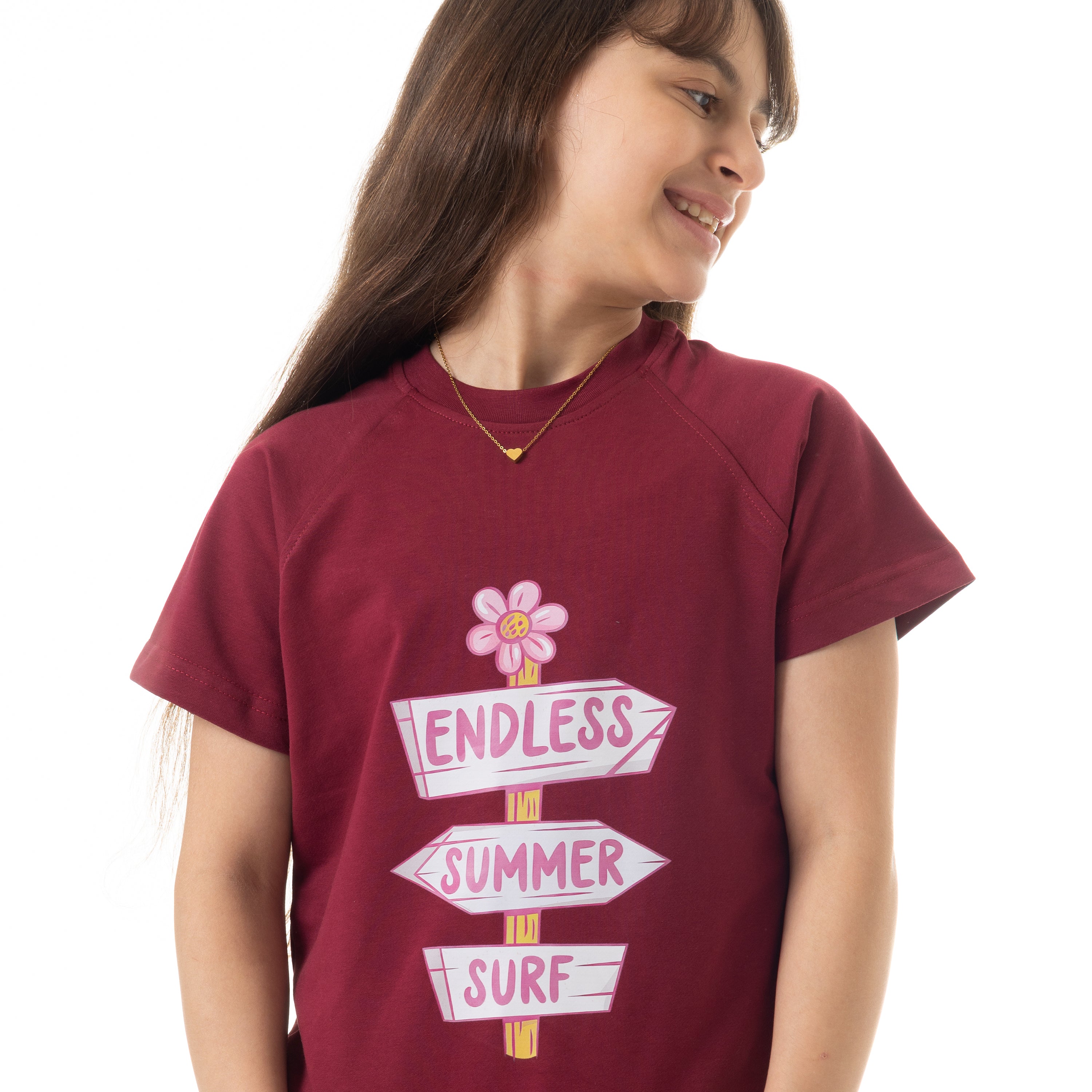SUMMER SURF PRINT T-SHIRT - BURGUNDY