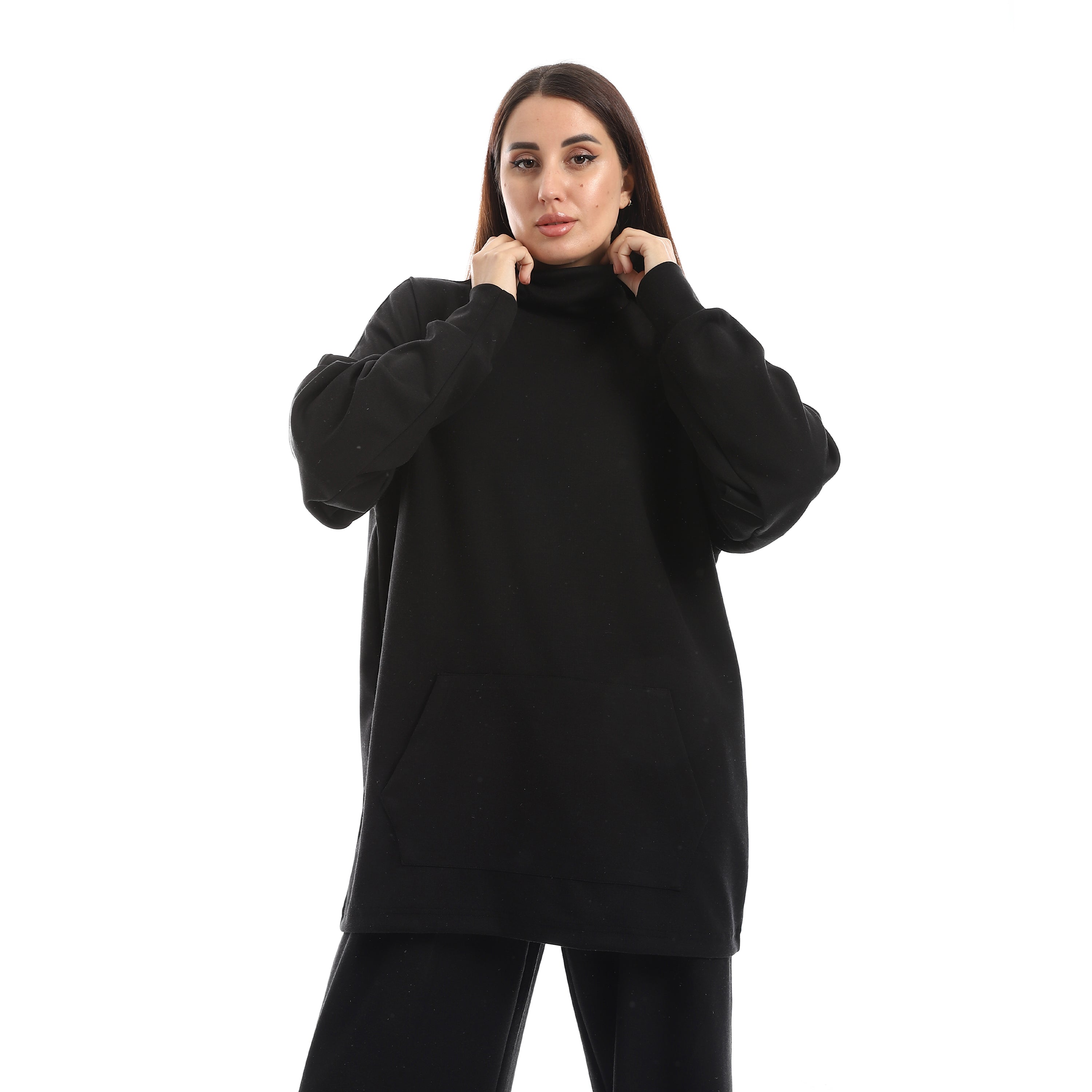 CLOUDKNIT HIGH NECK SWEATSHIRT - BLACK