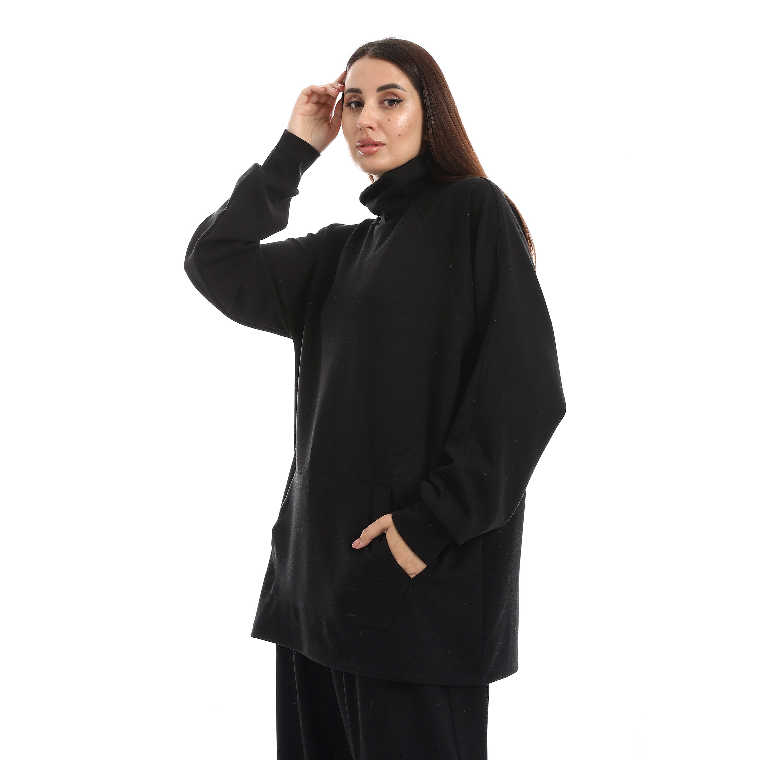 CLOUDKNIT HIGH NECK SWEATSHIRT - BLACK