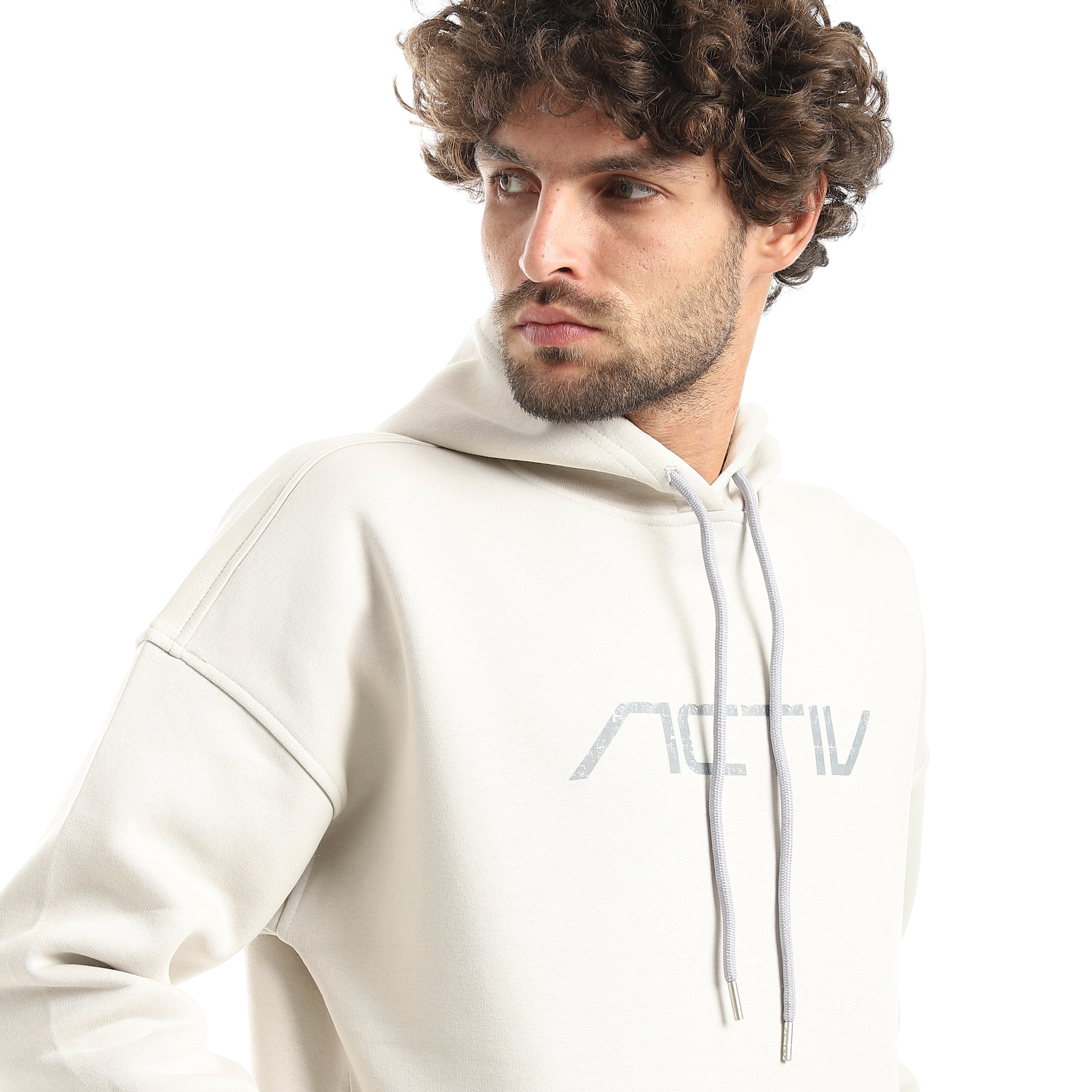 ESCAPE PRINT OVERSIZE HOODIE - BEIGE