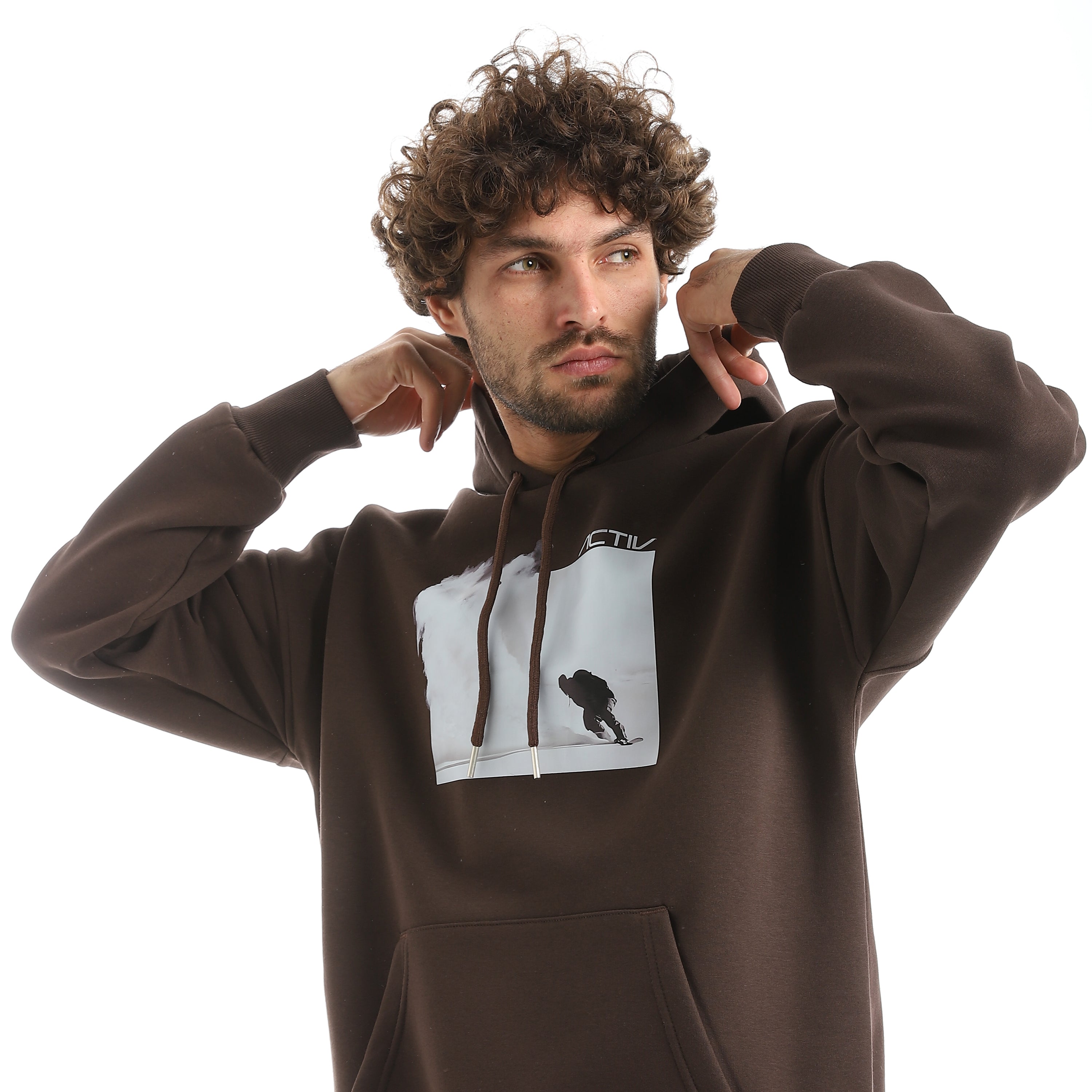 سويت شيرت اكتف رجالي بزنط - بني