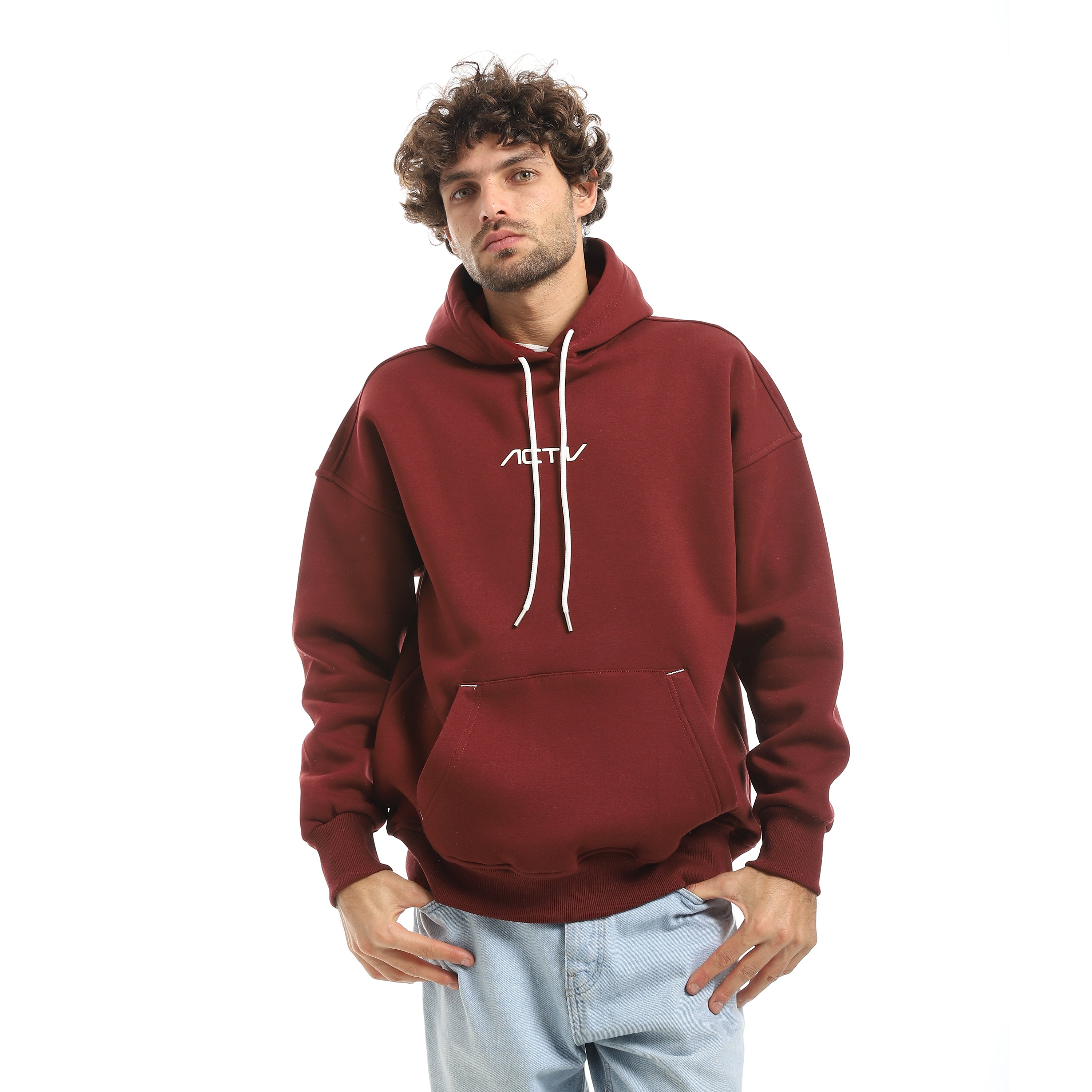 EDGE LINE OVERSIZE HOODIE - BURGUNDY